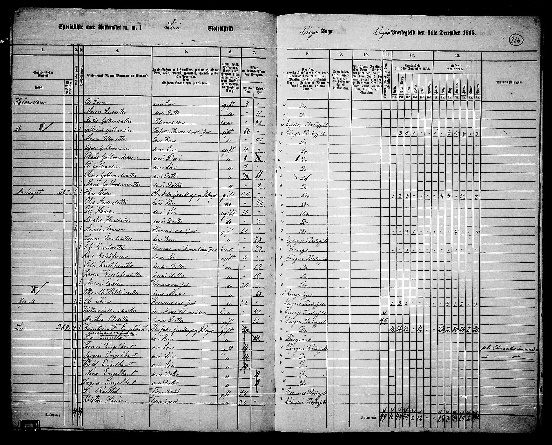 RA, Folketelling 1865 for 0421L Vinger prestegjeld, Vinger sokn og Austmarka sokn, 1865, s. 242