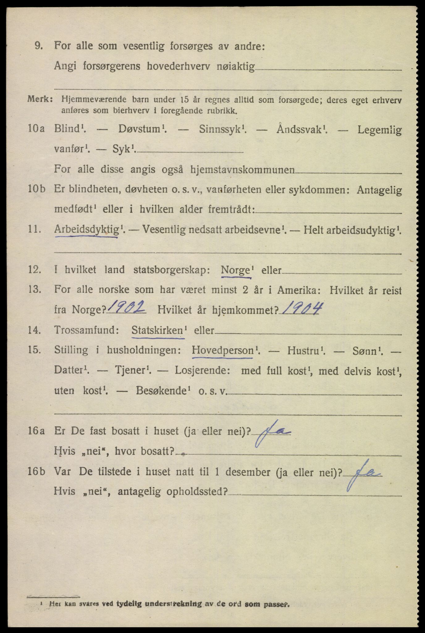 SAK, Folketelling 1920 for 1039 Herad herred, 1920, s. 1263