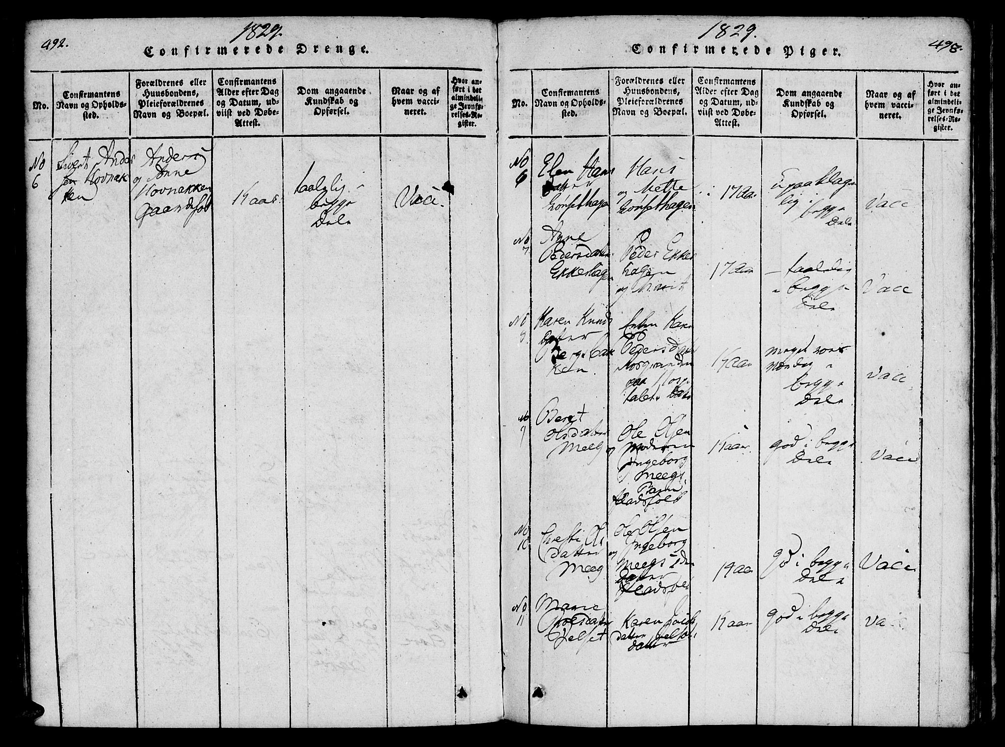 Ministerialprotokoller, klokkerbøker og fødselsregistre - Møre og Romsdal, AV/SAT-A-1454/557/L0679: Ministerialbok nr. 557A01, 1818-1843, s. 492-493