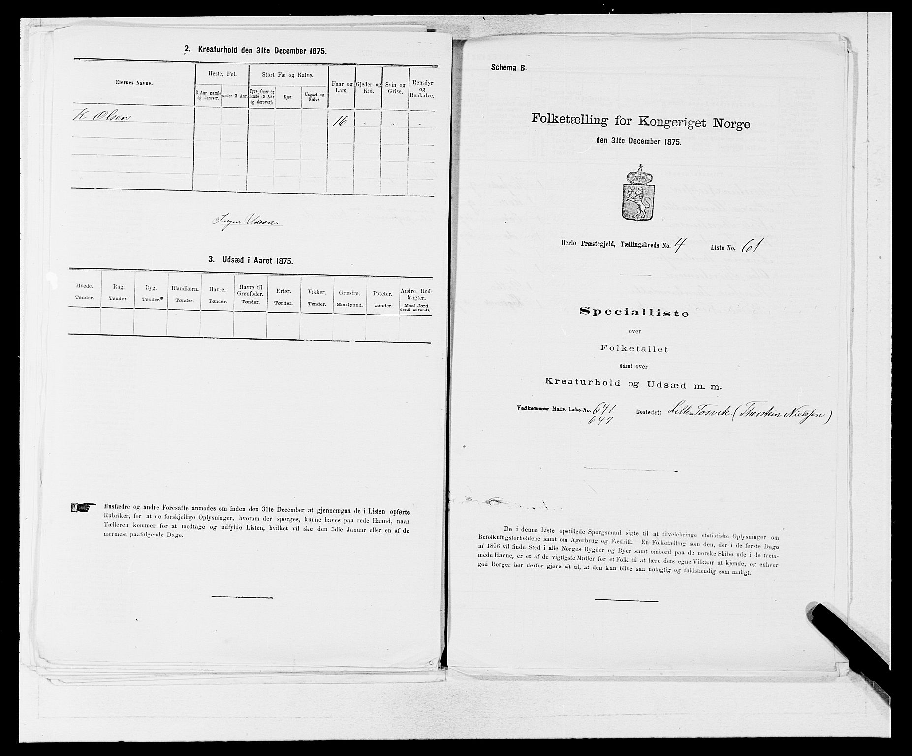 SAB, Folketelling 1875 for 1258P Herdla prestegjeld, 1875, s. 613