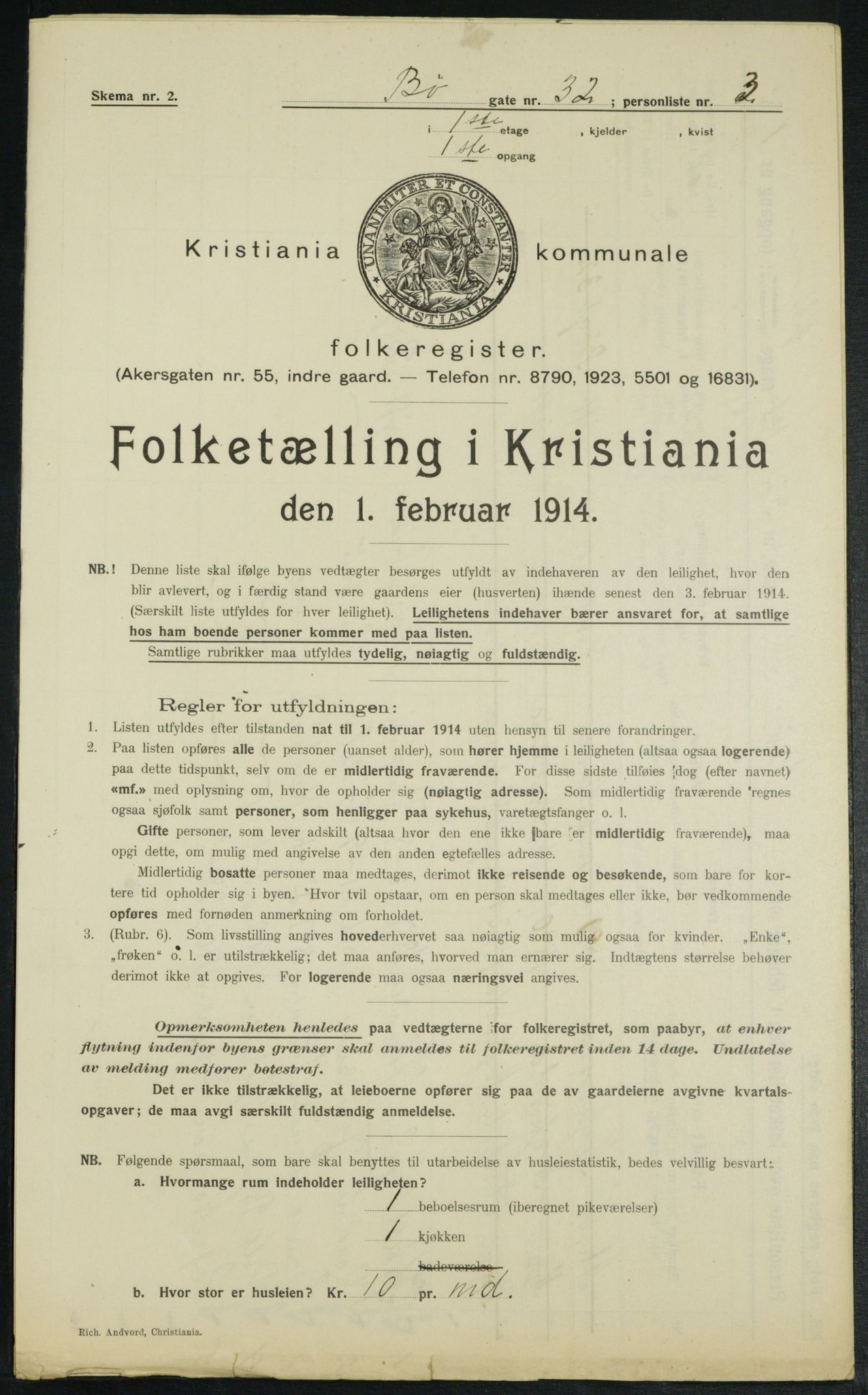 OBA, Kommunal folketelling 1.2.1914 for Kristiania, 1914, s. 11511