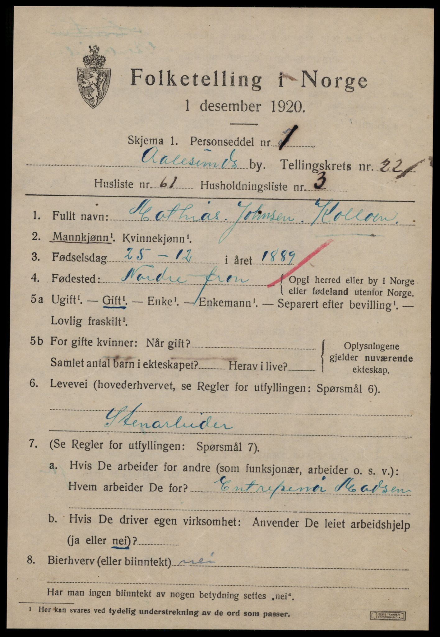 SAT, Folketelling 1920 for 1501 Ålesund kjøpstad, 1920, s. 41994