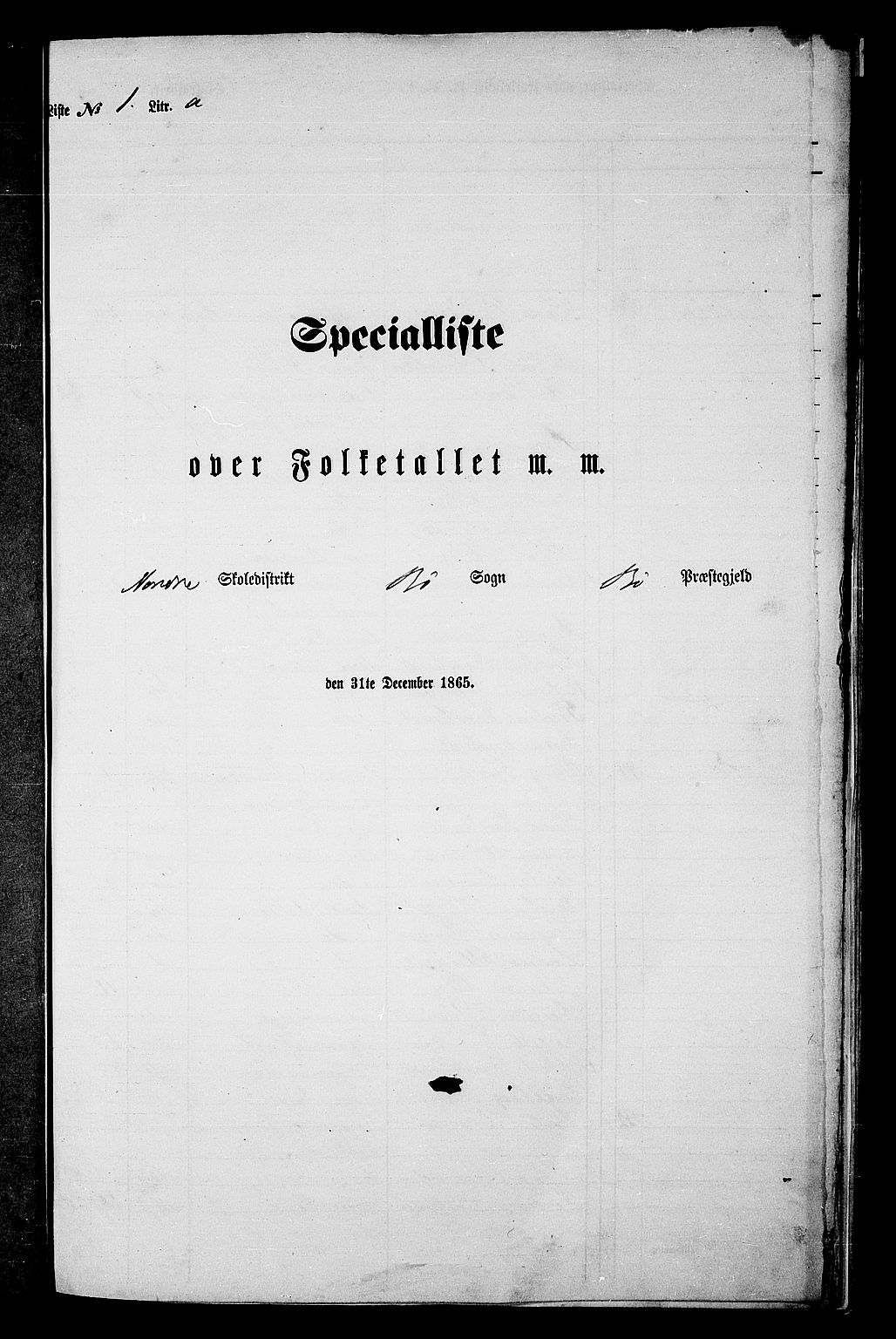 RA, Folketelling 1865 for 1867P Bø prestegjeld, 1865, s. 5