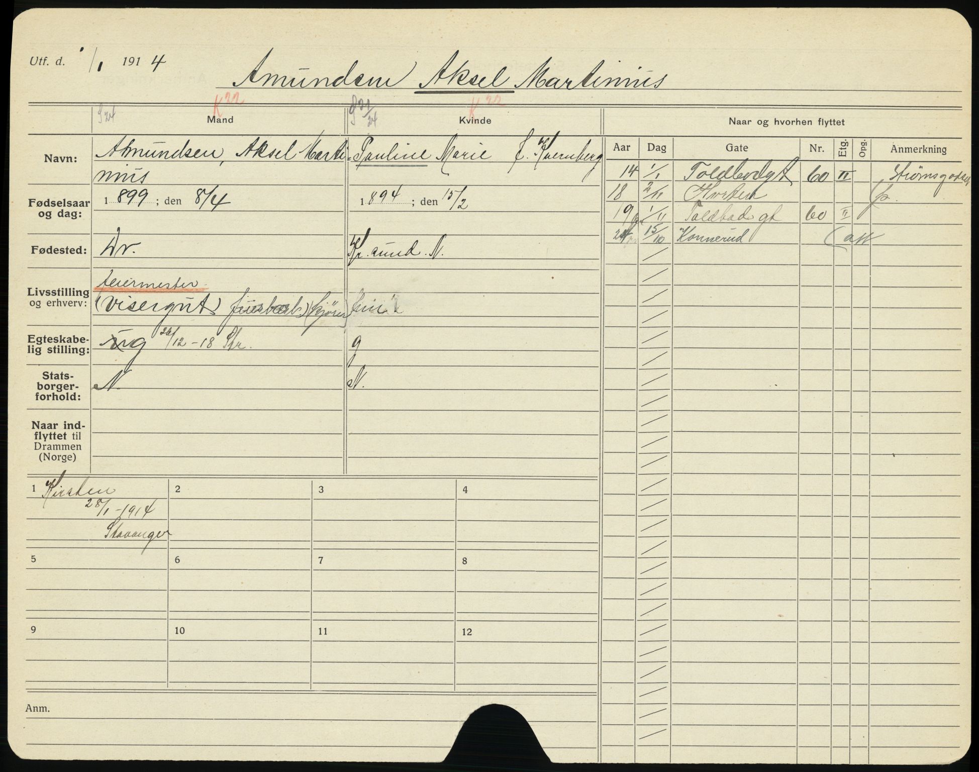 Drammen folkeregister, AV/SAKO-A-136/G/Ga/L0012: Utflyttede, 1924