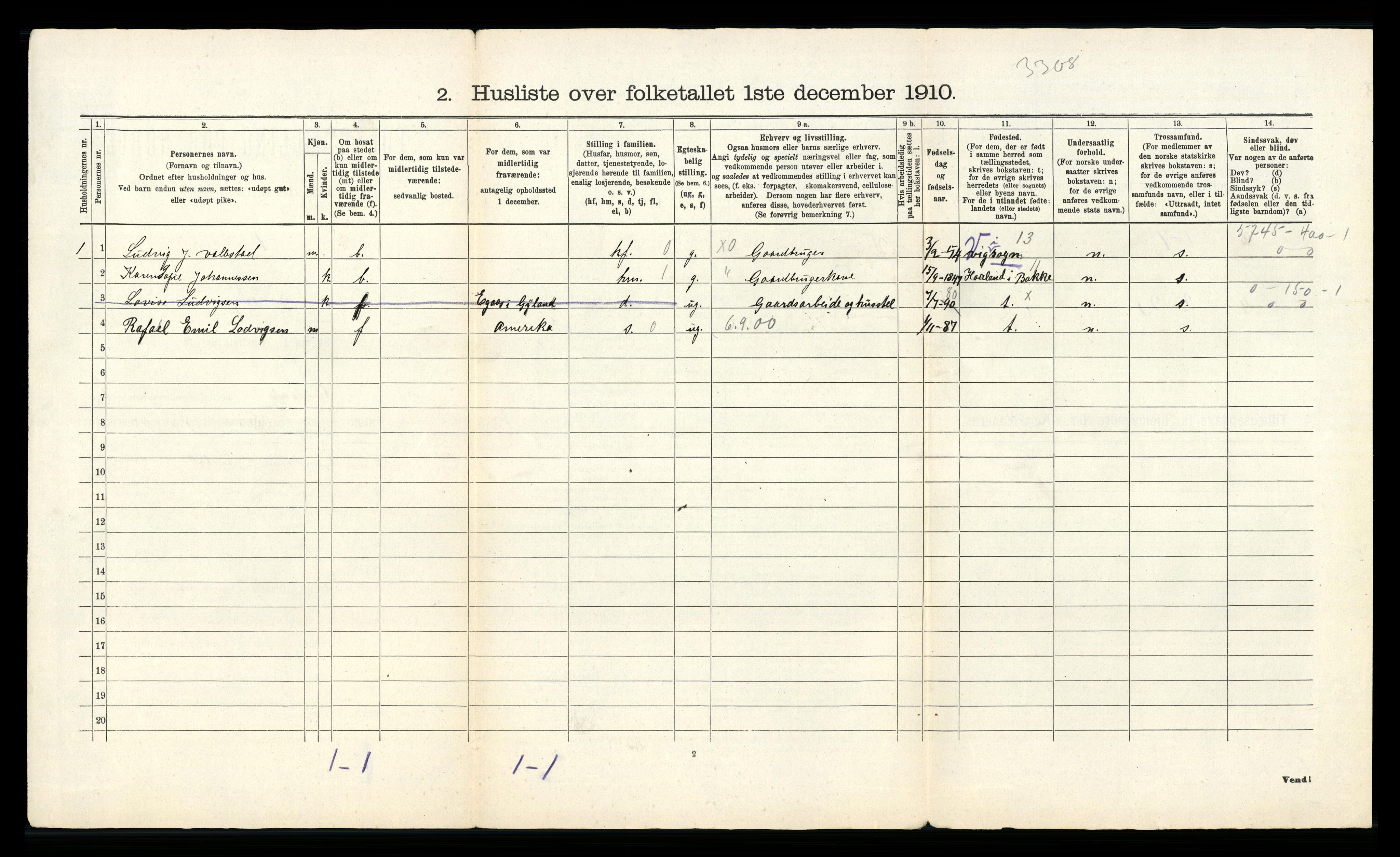 RA, Folketelling 1910 for 1044 Gyland herred, 1910, s. 49