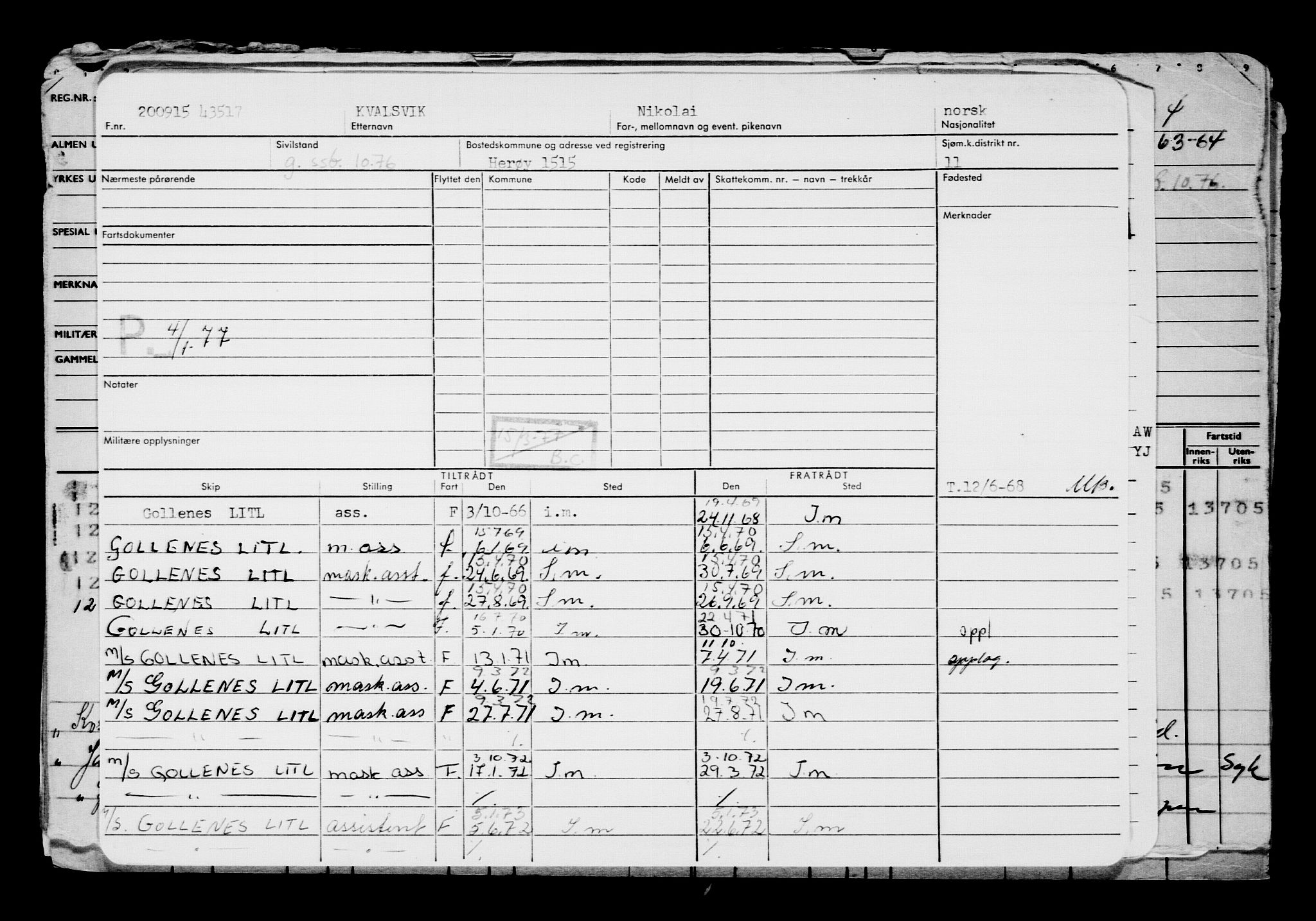 Direktoratet for sjømenn, AV/RA-S-3545/G/Gb/L0133: Hovedkort, 1915, s. 201