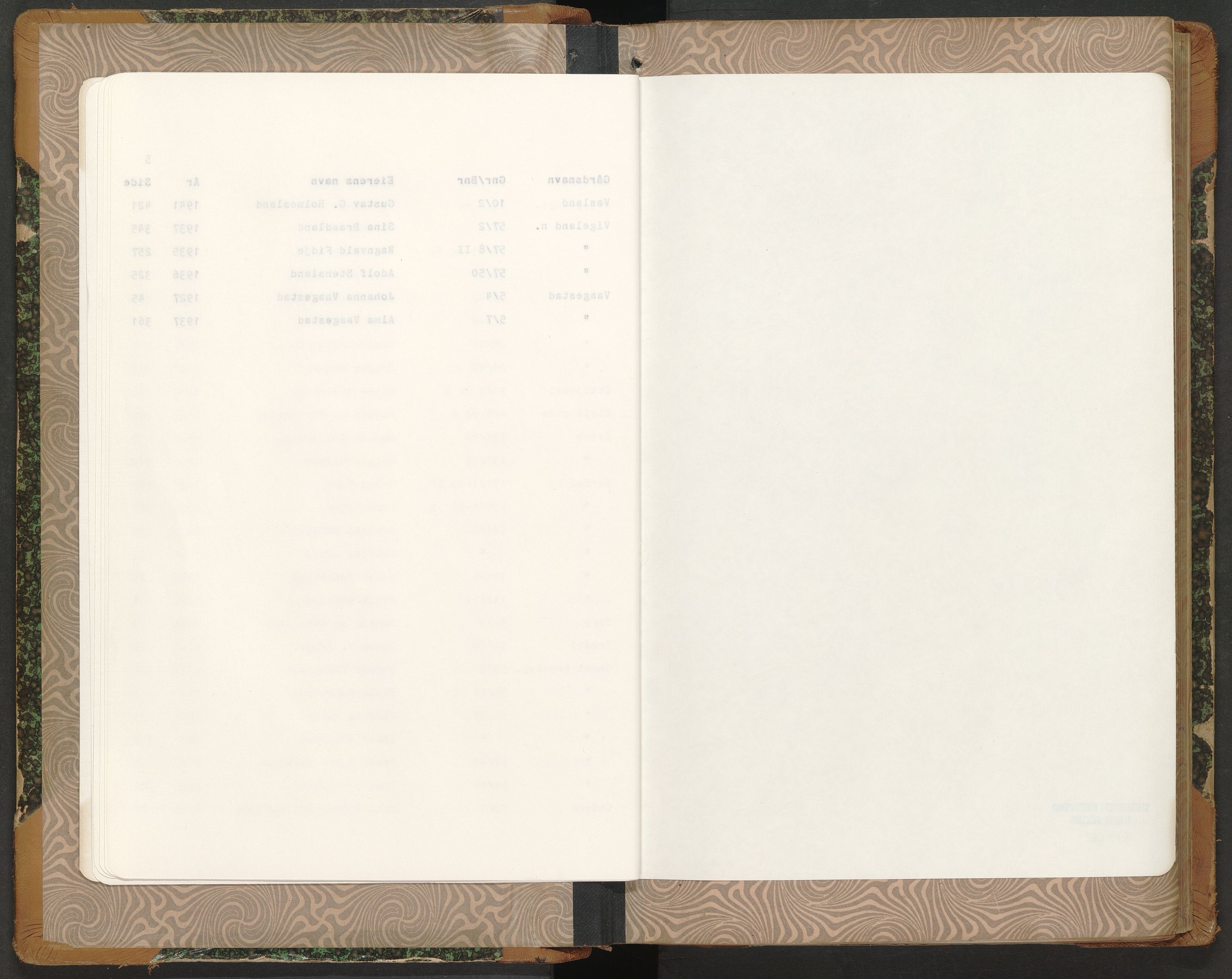 Norges Brannkasse Sør-Audnedal, AV/SAK-2241-0048/F/Fa/L0004: Branntakstprotokoll nr. 4 med gårdsnavnregister, 1922-1947
