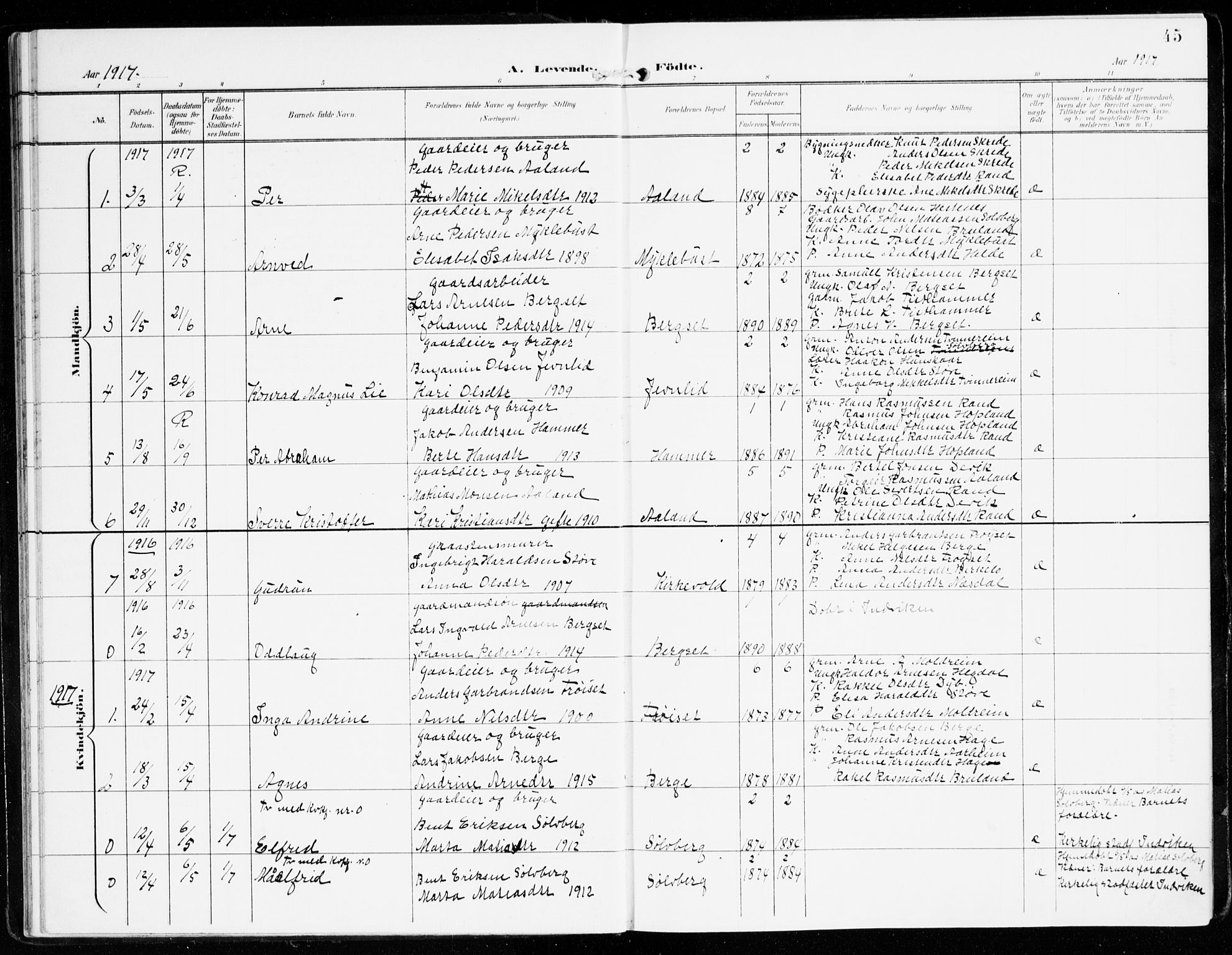 Innvik sokneprestembete, AV/SAB-A-80501: Ministerialbok nr. D 2, 1900-1921, s. 45