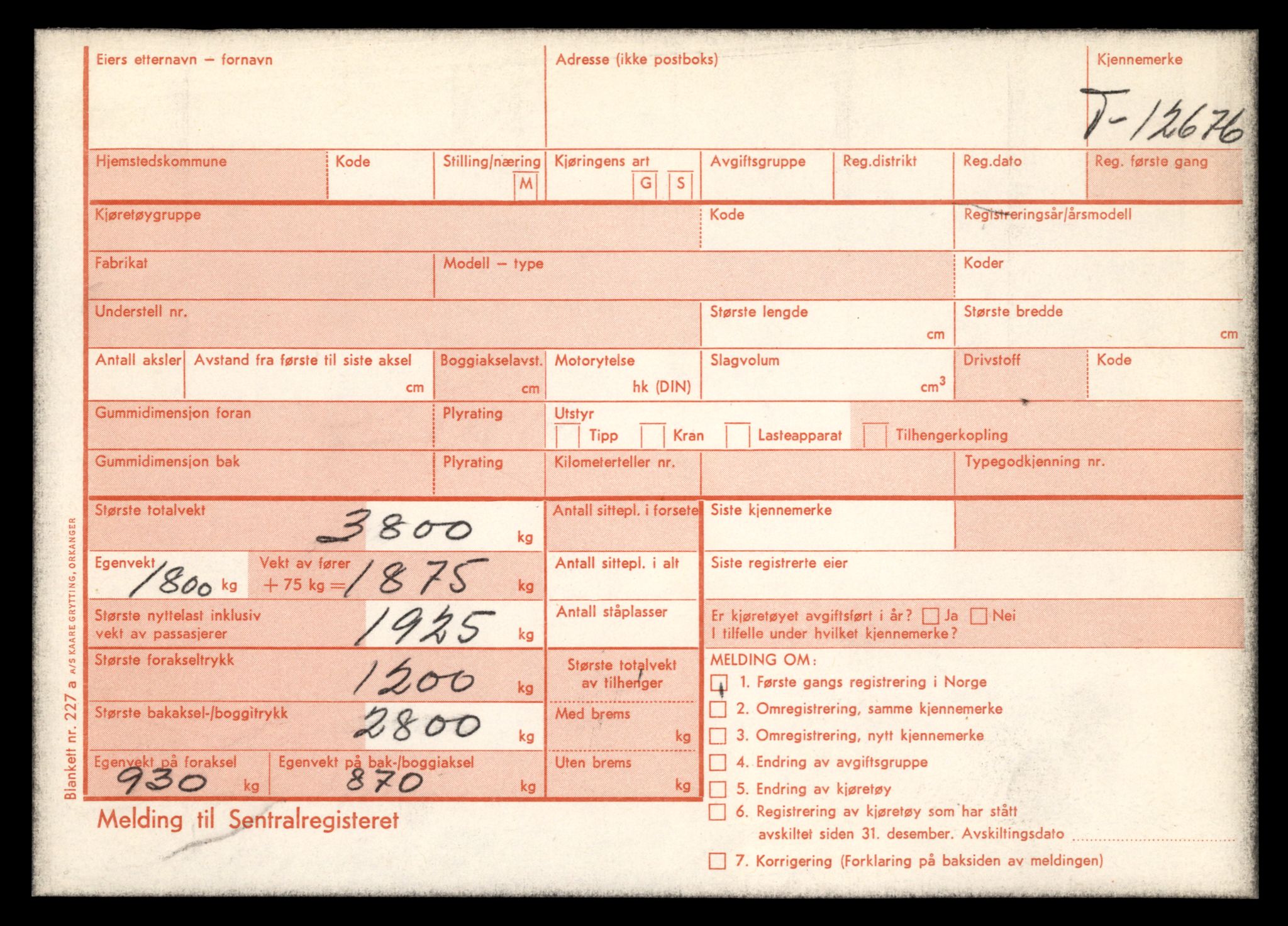 Møre og Romsdal vegkontor - Ålesund trafikkstasjon, AV/SAT-A-4099/F/Fe/L0035: Registreringskort for kjøretøy T 12653 - T 12829, 1927-1998, s. 430
