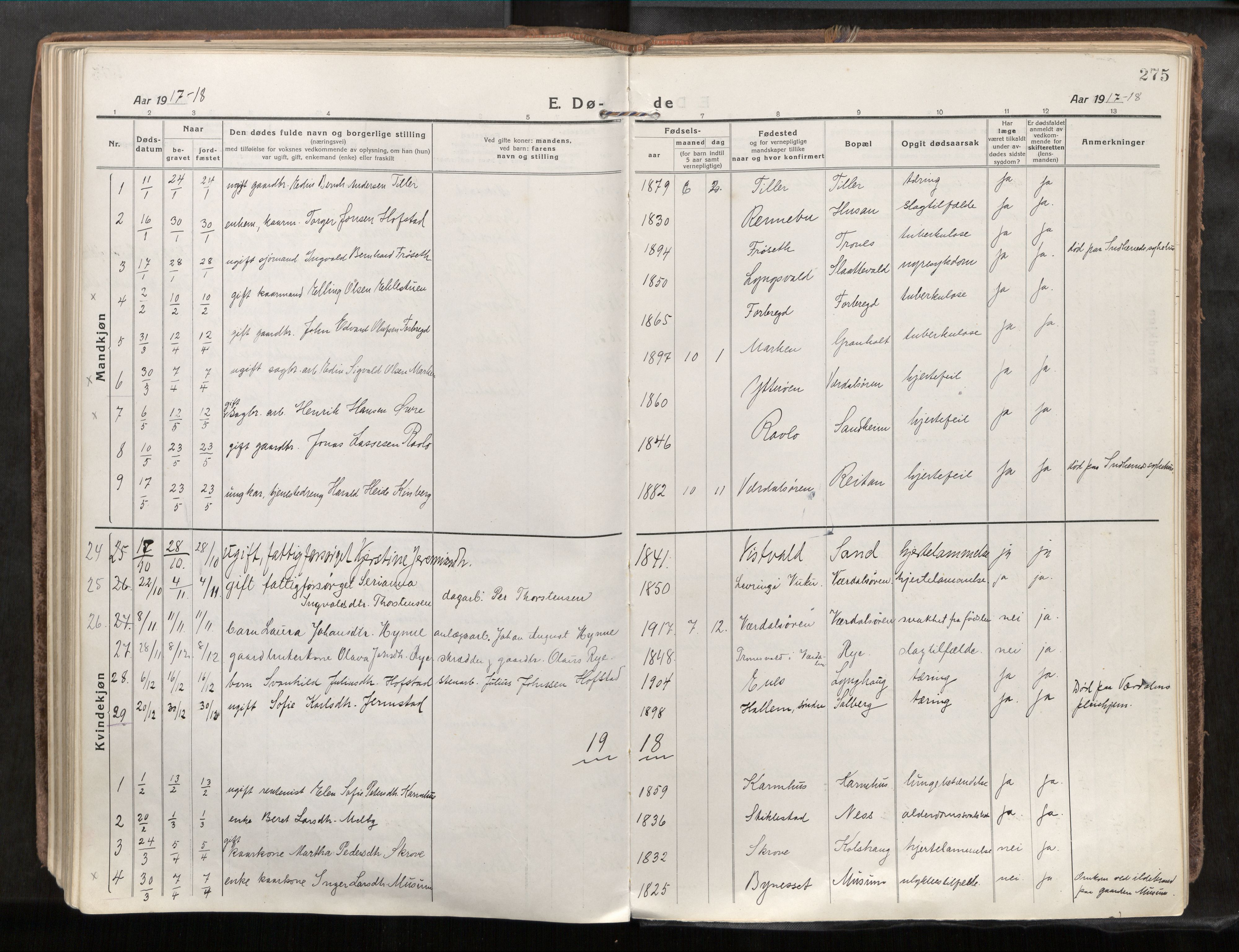 Verdal sokneprestkontor, SAT/A-1156/2/H/Haa/L0001: Ministerialbok nr. 1, 1917-1932, s. 275