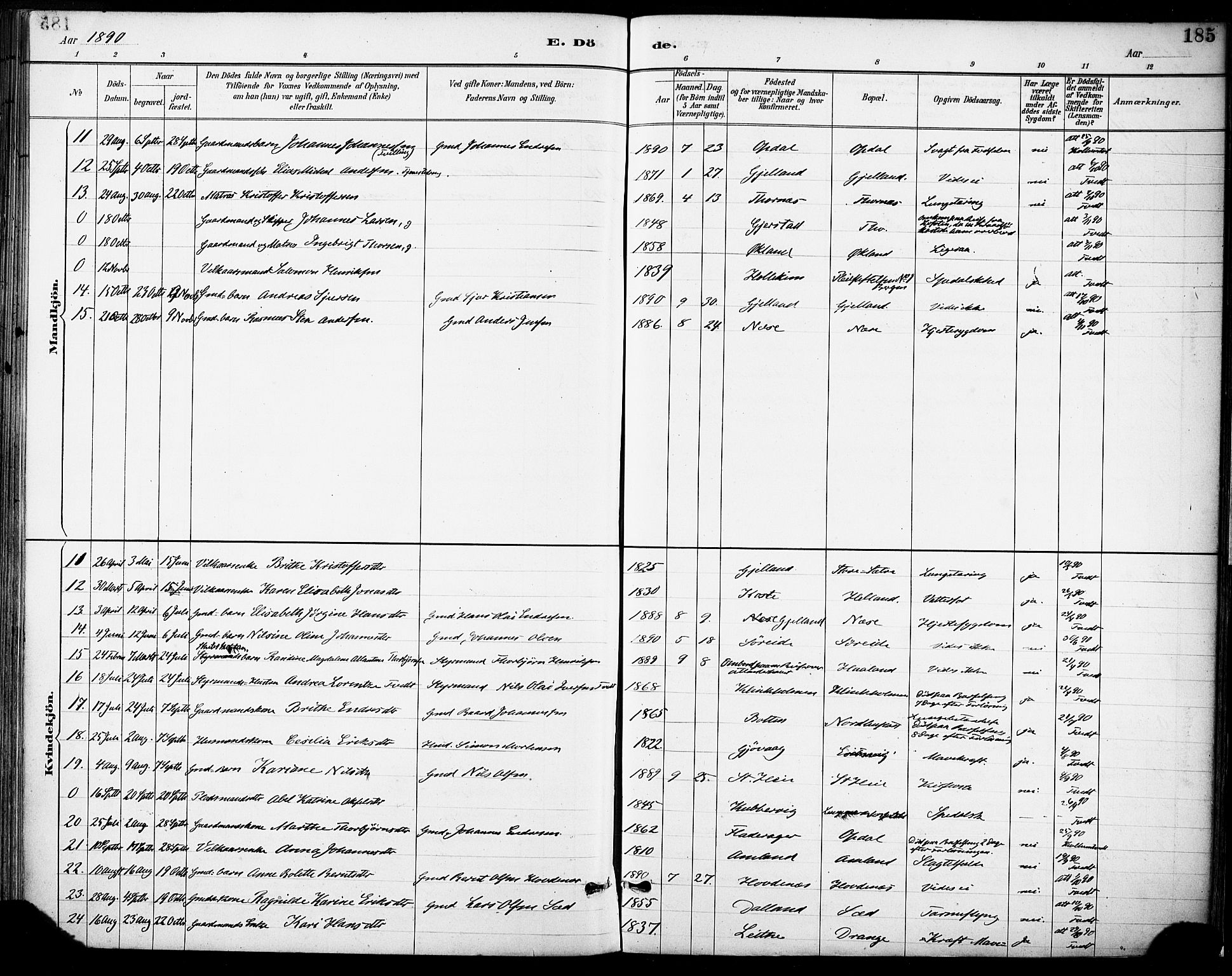 Tysnes sokneprestembete, AV/SAB-A-78601/H/Haa: Ministerialbok nr. D 1, 1887-1904, s. 185