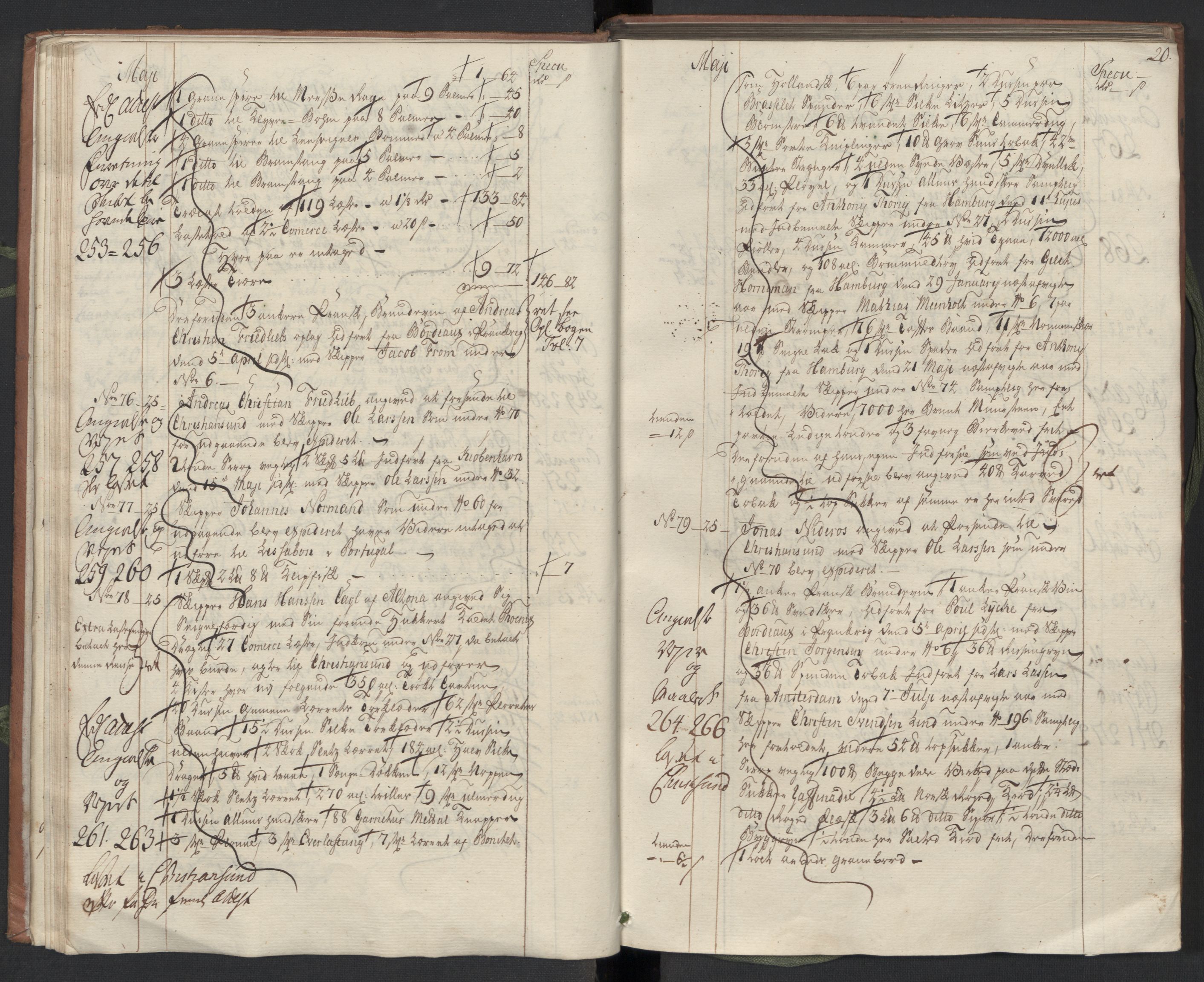 Generaltollkammeret, tollregnskaper, AV/RA-EA-5490/R33/L0048/0001: Tollregnskaper Trondheim A / Utgående hovedtollbok, 1756, s. 19b-20a