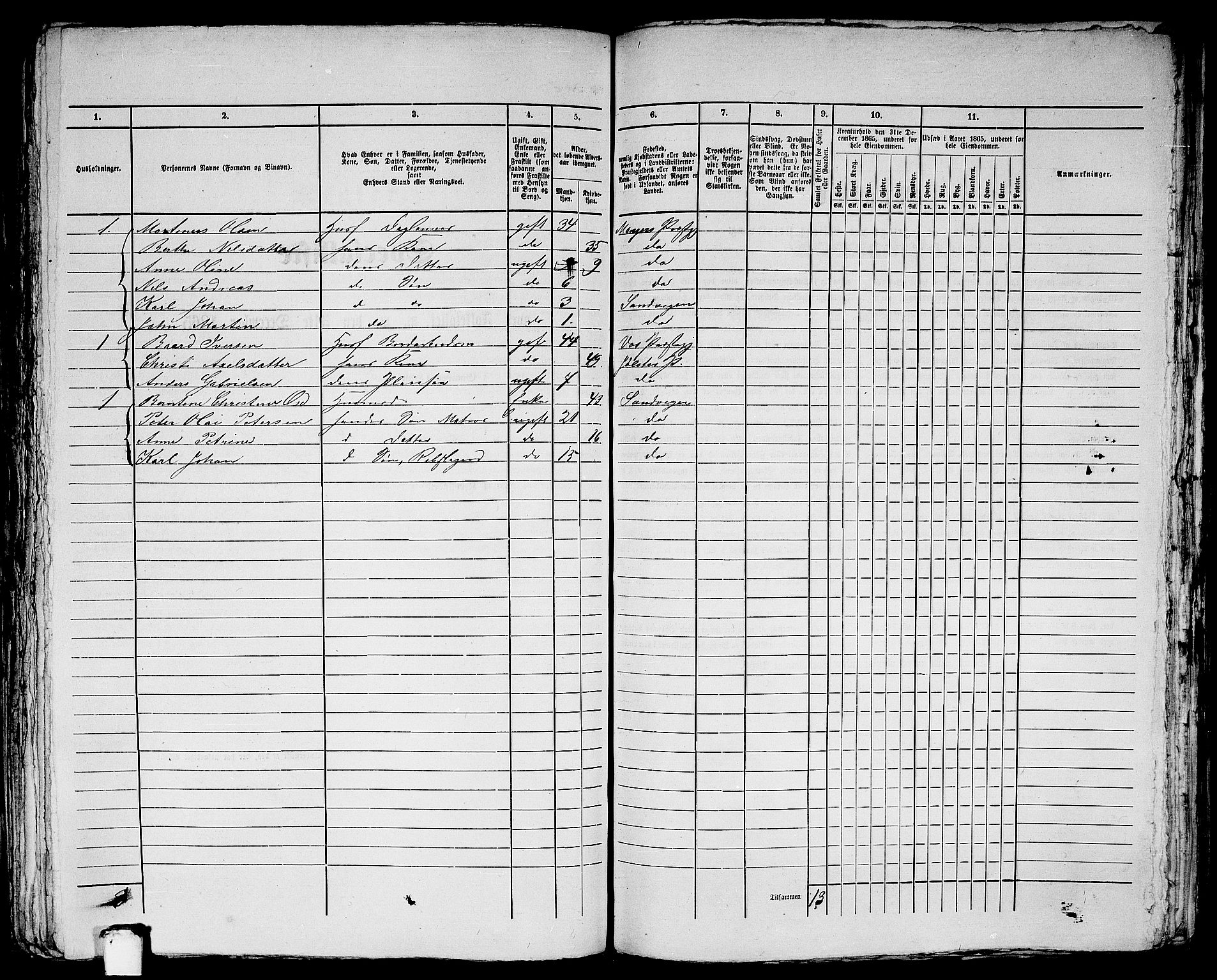 RA, Folketelling 1865 for 1281L Bergen Landdistrikt, Domkirkens landsokn og Korskirkens landsokn, 1865, s. 220