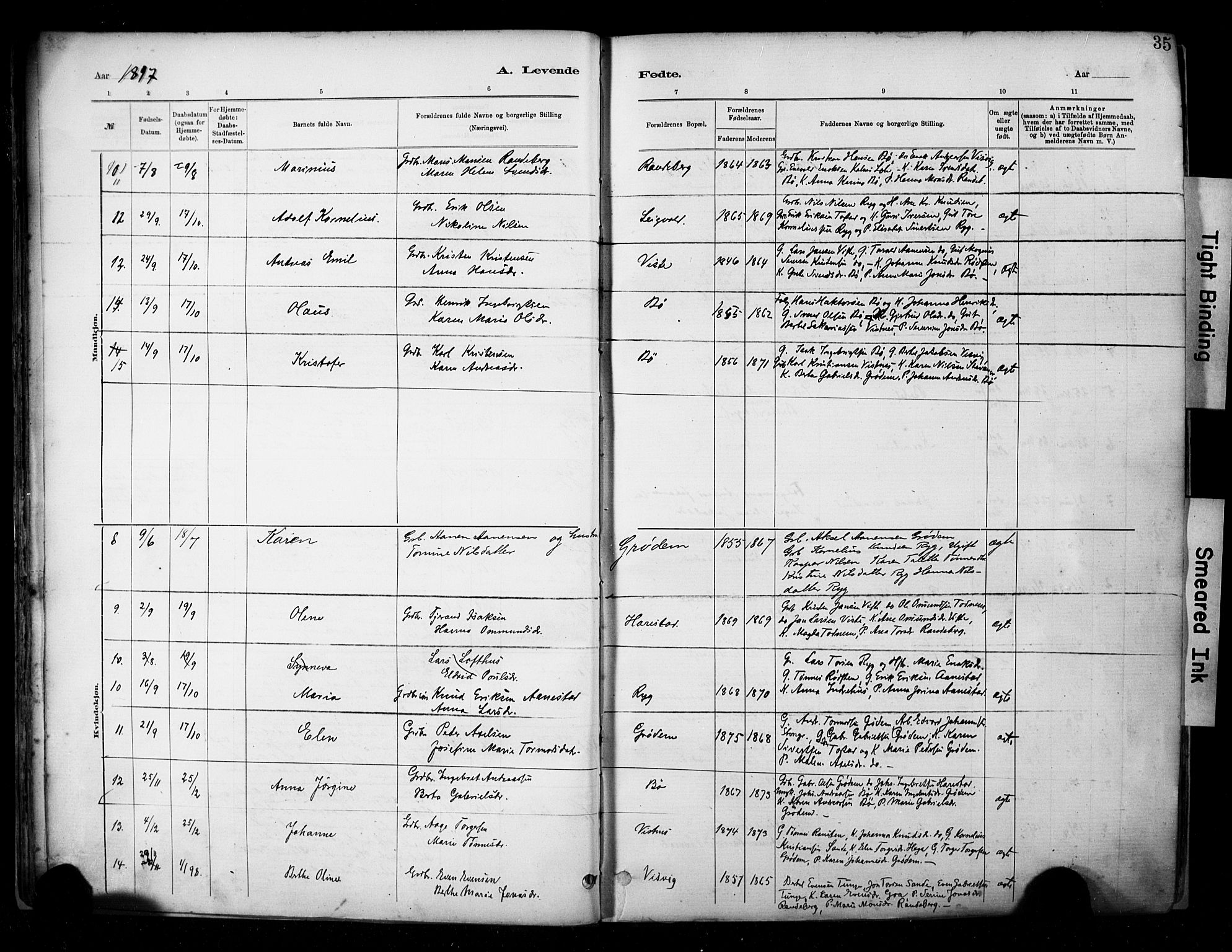 Hetland sokneprestkontor, SAST/A-101826/30/30BA/L0009: Ministerialbok nr. A 9, 1882-1918, s. 35