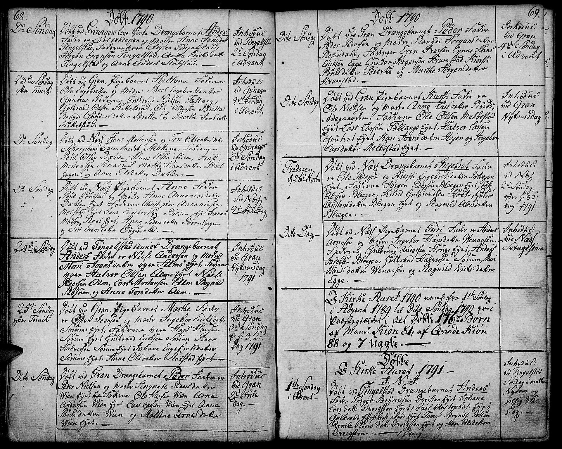 Gran prestekontor, AV/SAH-PREST-112/H/Ha/Haa/L0006: Ministerialbok nr. 6, 1787-1824, s. 68-69
