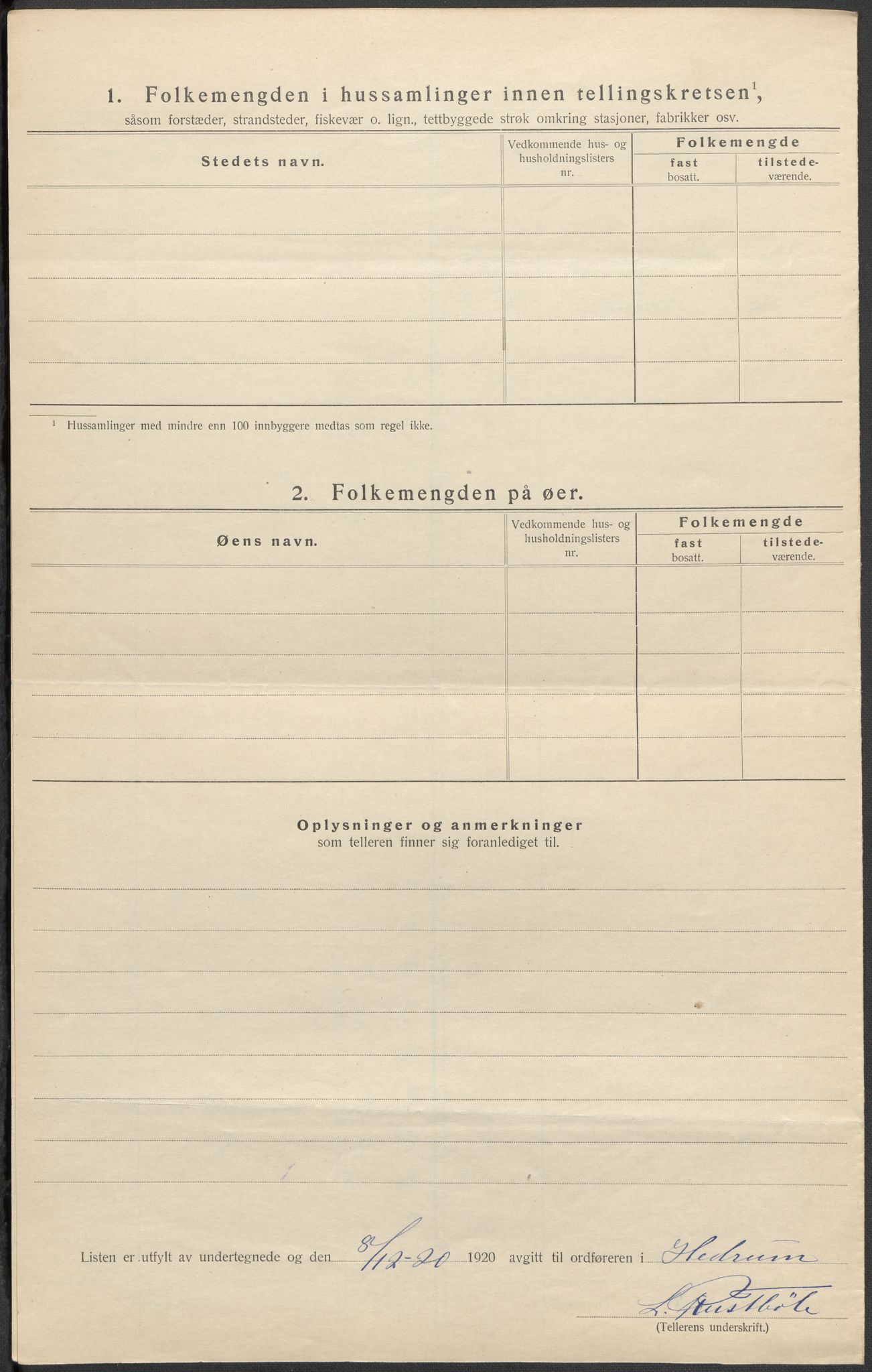 SAKO, Folketelling 1920 for 0727 Hedrum herred, 1920, s. 30