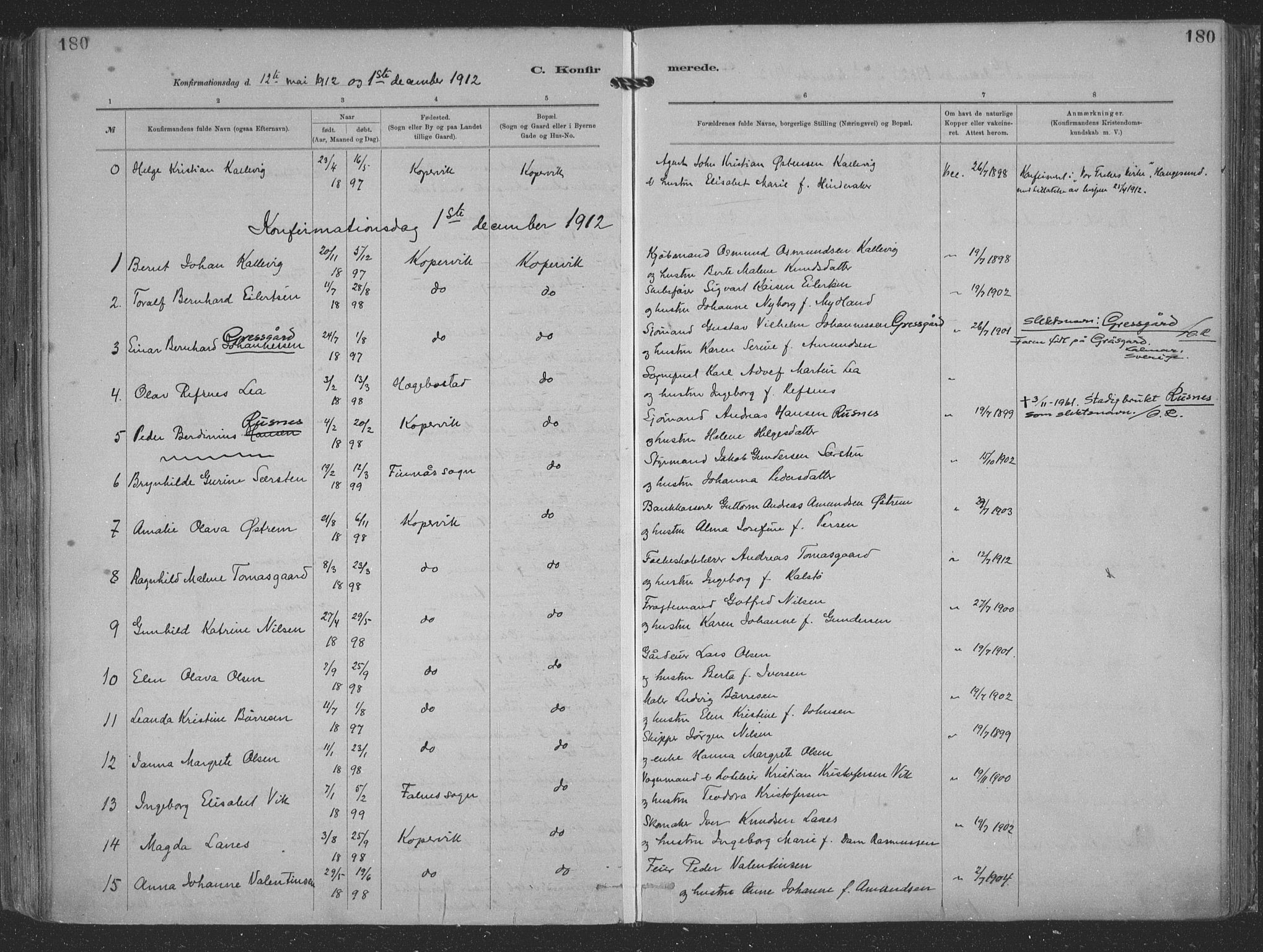 Kopervik sokneprestkontor, AV/SAST-A-101850/H/Ha/Haa/L0001: Ministerialbok nr. A 1, 1880-1919, s. 180