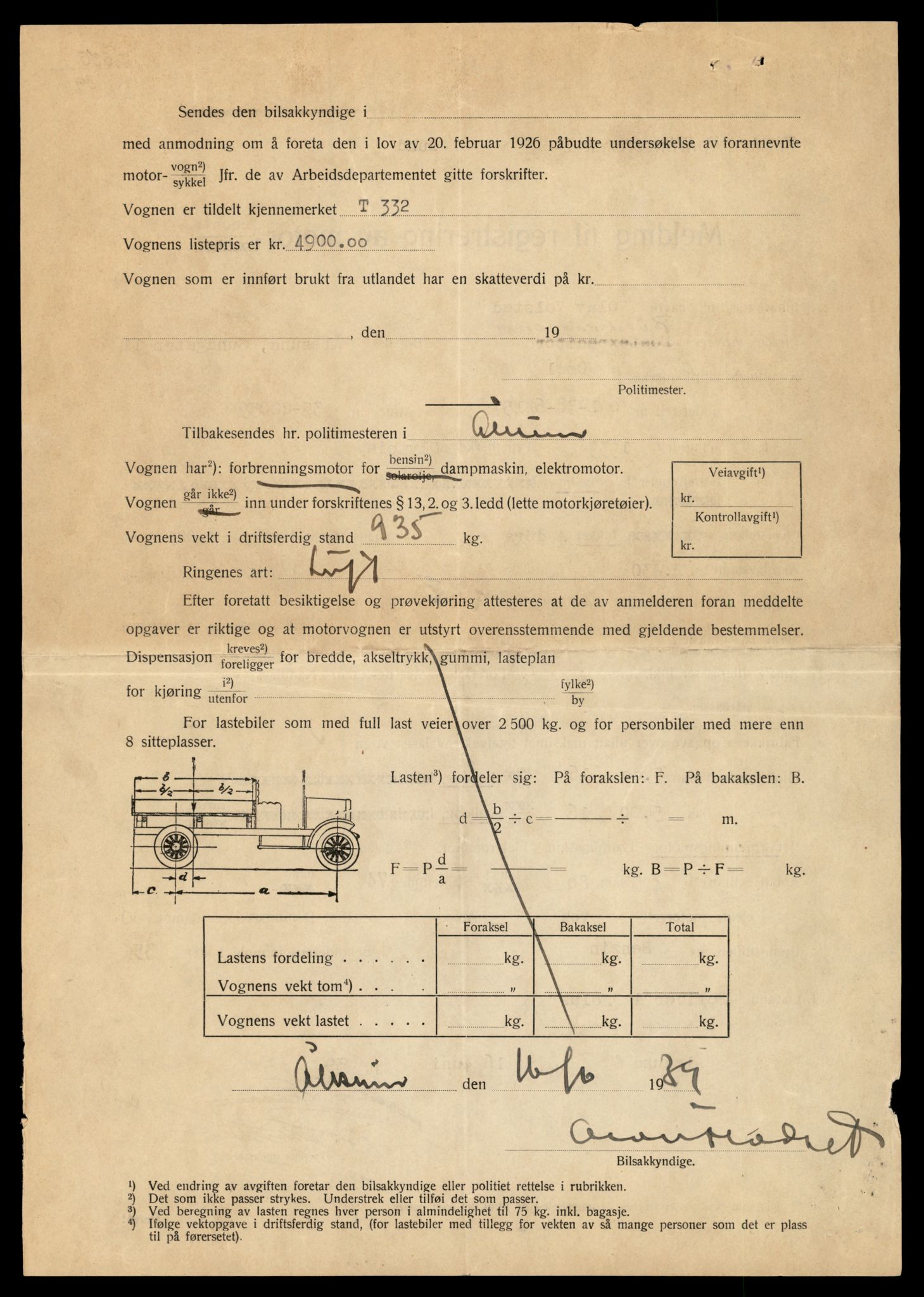 Møre og Romsdal vegkontor - Ålesund trafikkstasjon, SAT/A-4099/F/Fe/L0003: Registreringskort for kjøretøy T 232 - T 340, 1927-1998, s. 2595