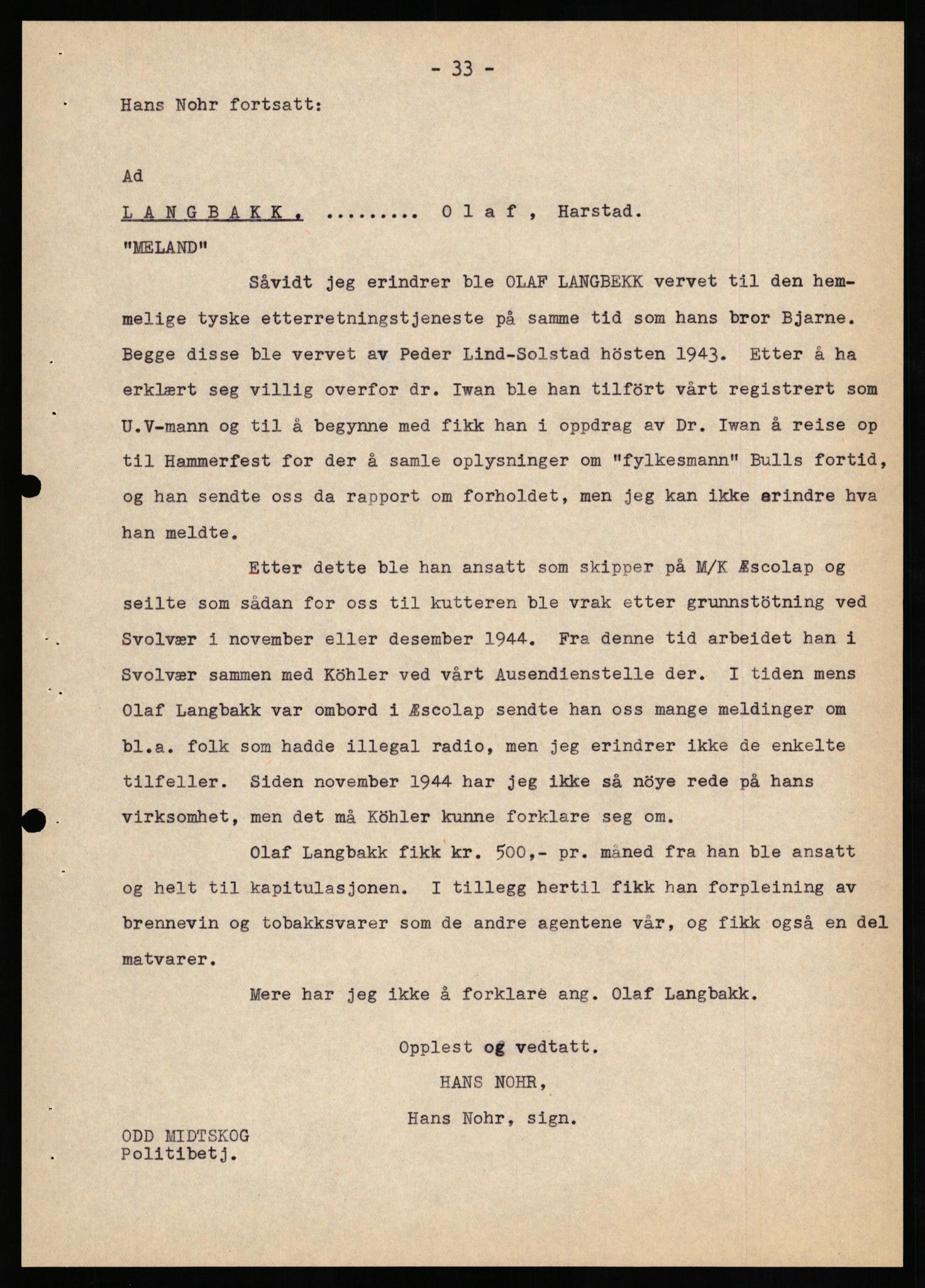 Forsvaret, Forsvarets overkommando II, AV/RA-RAFA-3915/D/Db/L0024: CI Questionaires. Tyske okkupasjonsstyrker i Norge. Tyskere., 1945-1946, s. 281