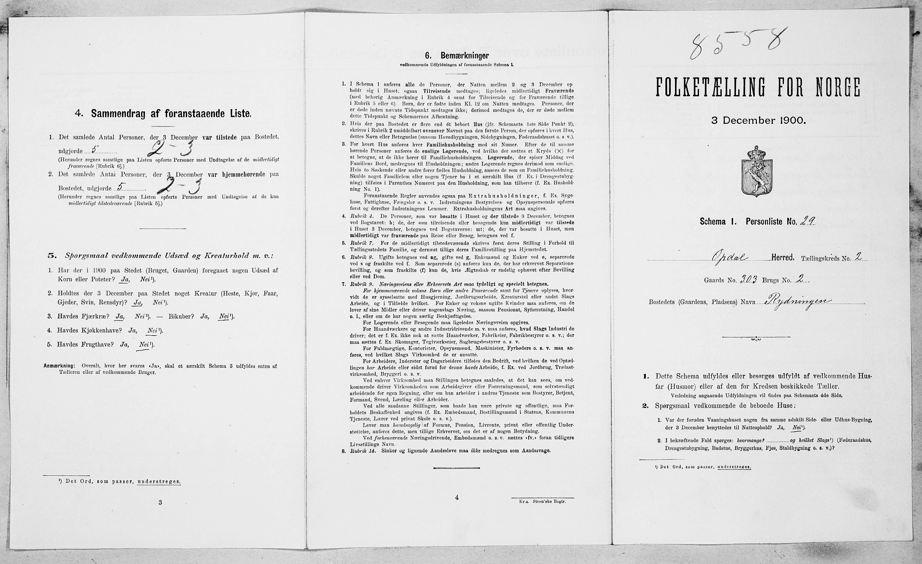 SAT, Folketelling 1900 for 1634 Oppdal herred, 1900, s. 238