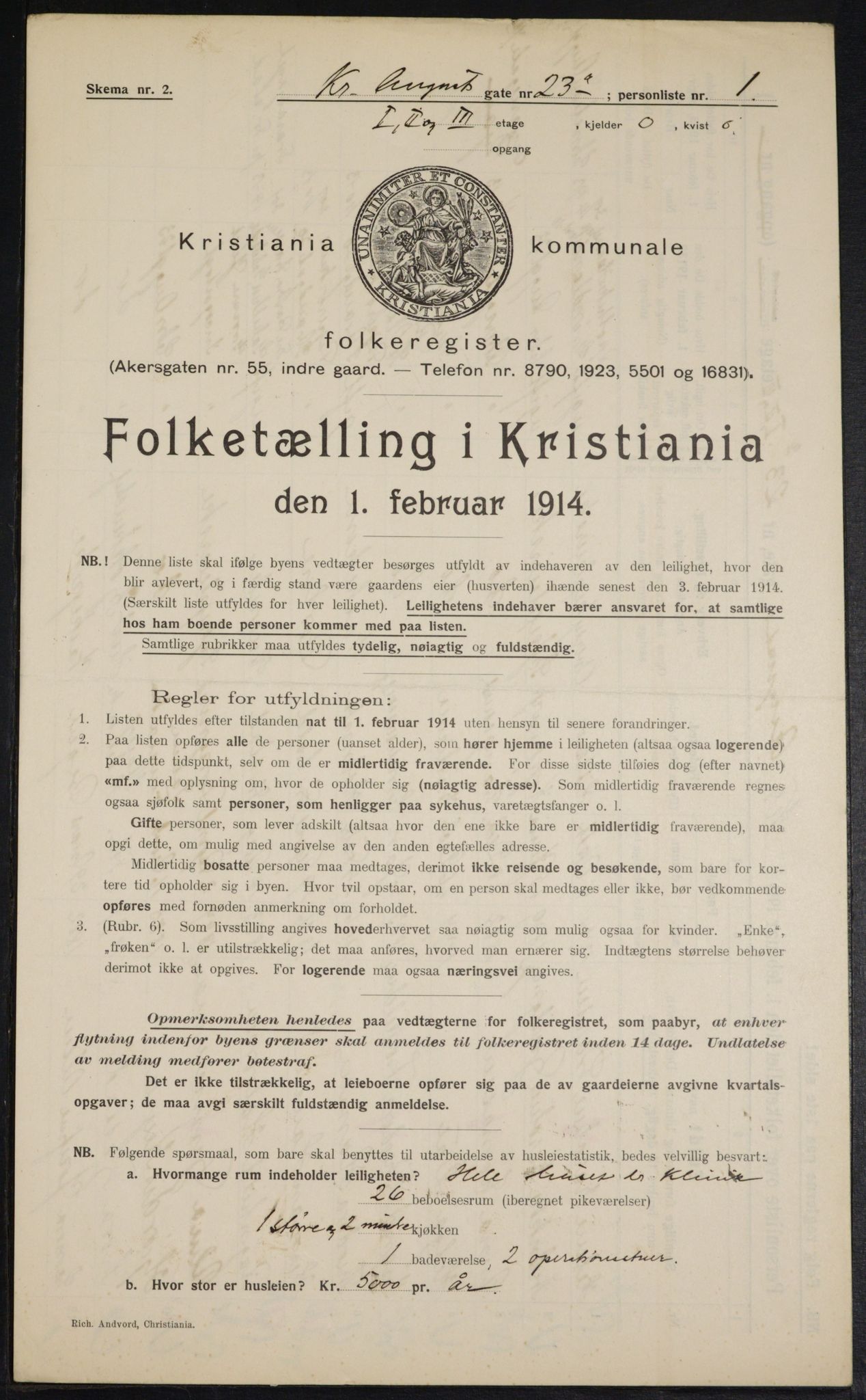 OBA, Kommunal folketelling 1.2.1914 for Kristiania, 1914, s. 54050