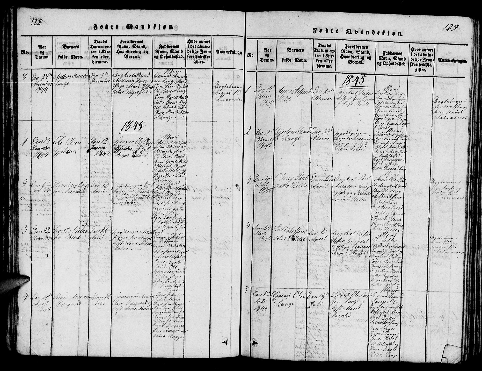 Ministerialprotokoller, klokkerbøker og fødselsregistre - Møre og Romsdal, SAT/A-1454/554/L0644: Klokkerbok nr. 554C01, 1818-1851, s. 128-129