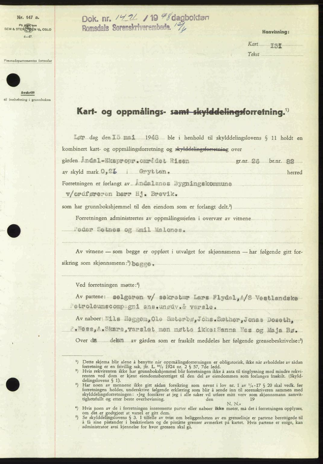 Romsdal sorenskriveri, SAT/A-4149/1/2/2C: Pantebok nr. A26, 1948-1948, Dagboknr: 1491/1948