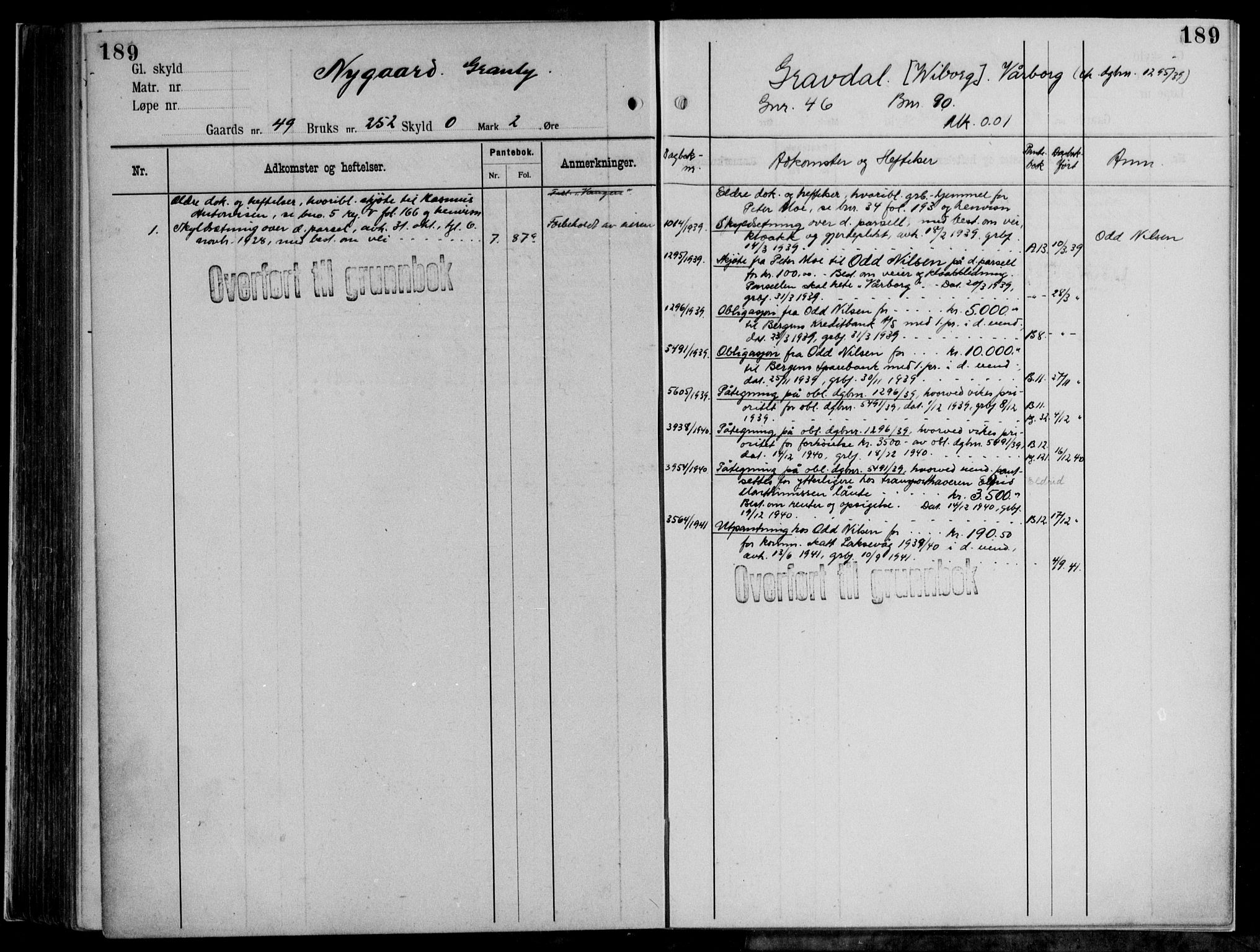 Midhordland sorenskriveri, AV/SAB-A-3001/1/G/Ga/Gab/L0111: Panteregister nr. II.A.b.111, s. 189