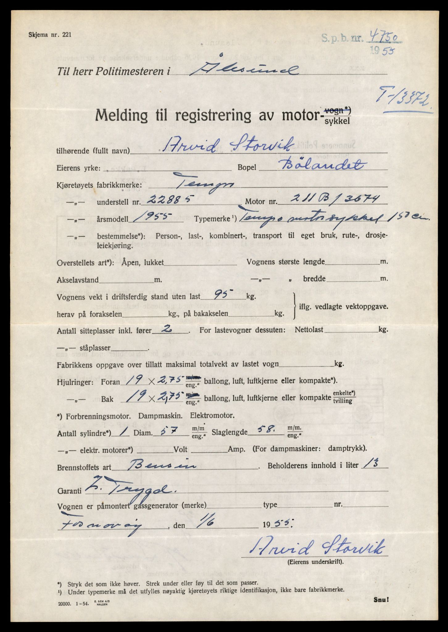 Møre og Romsdal vegkontor - Ålesund trafikkstasjon, AV/SAT-A-4099/F/Fe/L0039: Registreringskort for kjøretøy T 13361 - T 13530, 1927-1998, s. 185