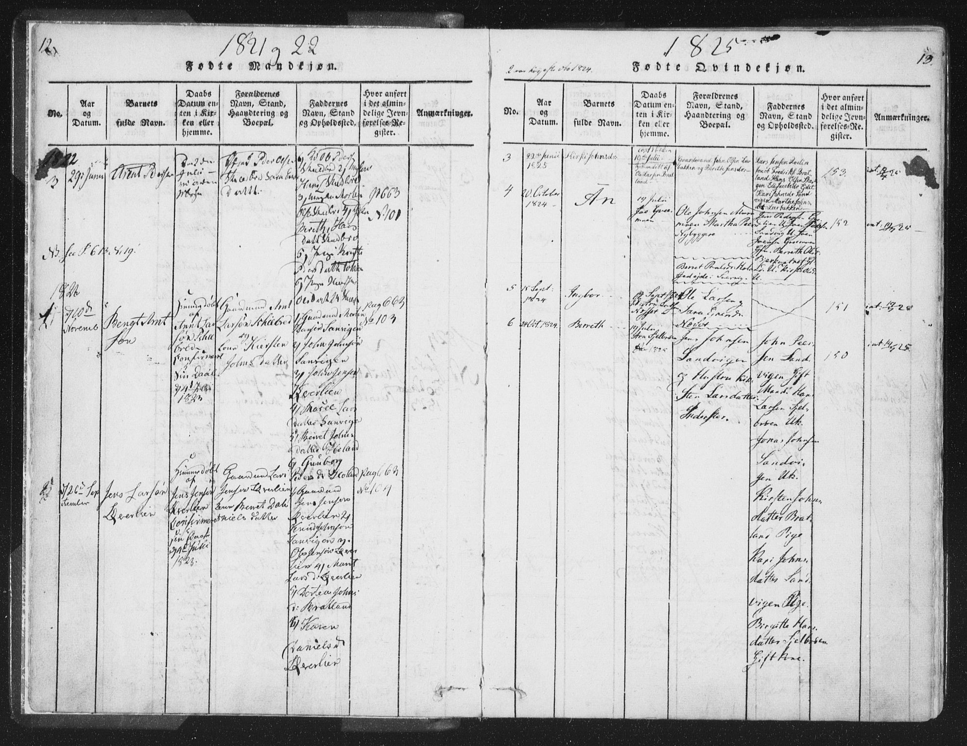 Ministerialprotokoller, klokkerbøker og fødselsregistre - Nord-Trøndelag, SAT/A-1458/755/L0491: Ministerialbok nr. 755A01 /1, 1817-1864, s. 12-13