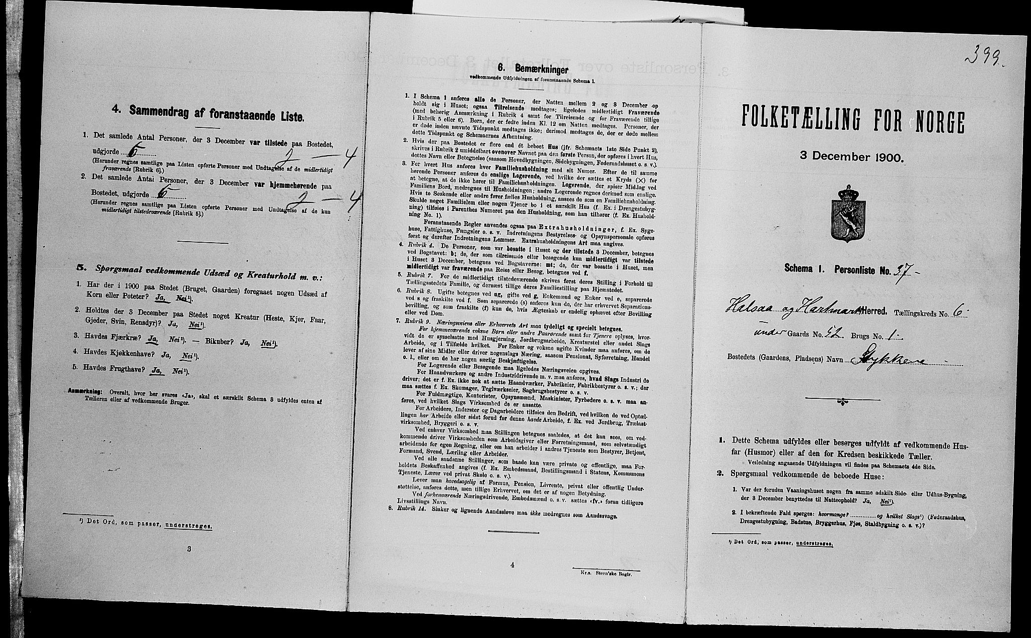 SAK, Folketelling 1900 for 1019 Halse og Harkmark herred, 1900, s. 201