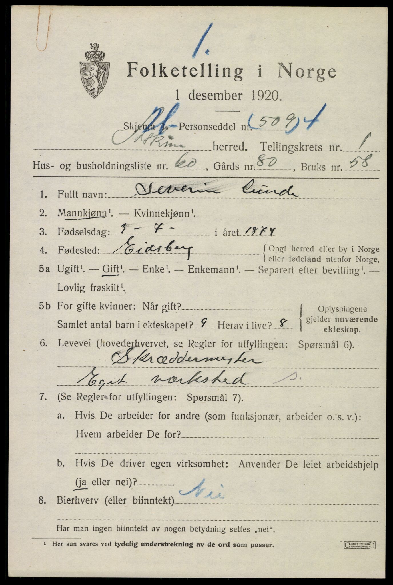 SAO, Folketelling 1920 for 0124 Askim herred, 1920, s. 2449