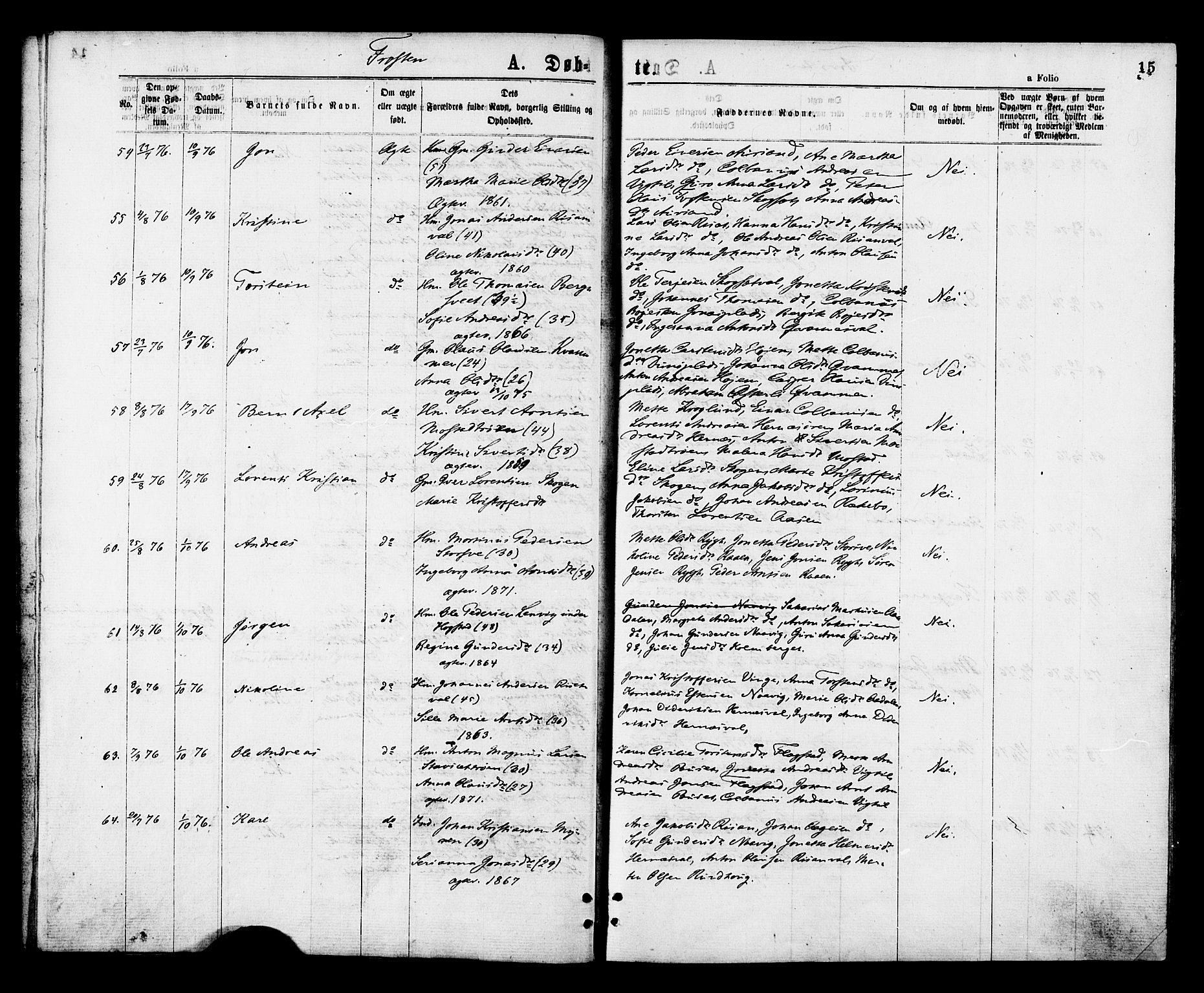 Ministerialprotokoller, klokkerbøker og fødselsregistre - Nord-Trøndelag, SAT/A-1458/713/L0118: Ministerialbok nr. 713A08 /1, 1875-1877, s. 15