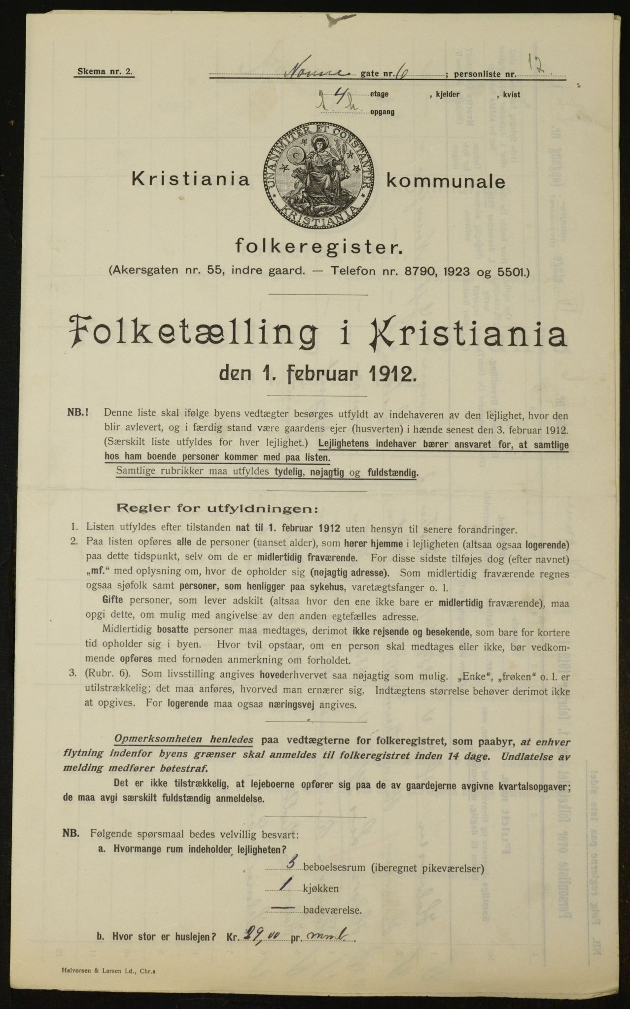 OBA, Kommunal folketelling 1.2.1912 for Kristiania, 1912, s. 72000