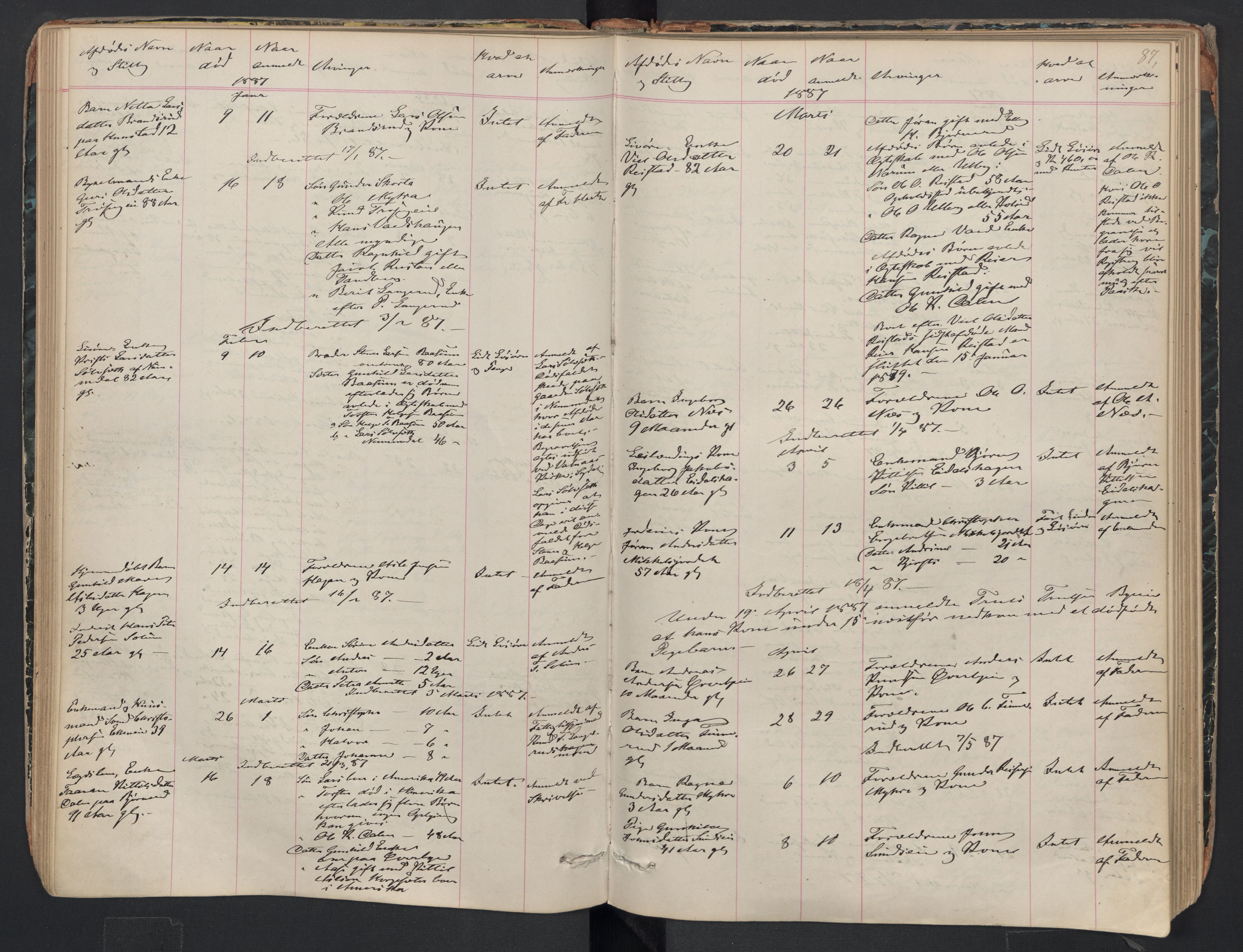 Sigdal lensmannskontor, SAKO/A-515/H/Ha/L0002: Dødsfallsprotokoll, 1866-1907, s. 87