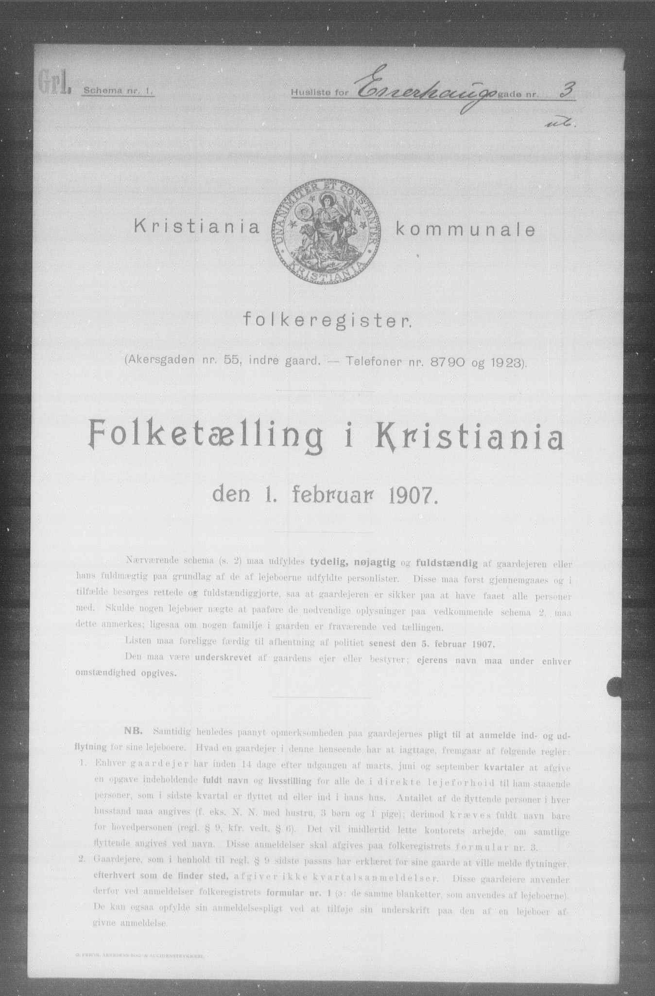 OBA, Kommunal folketelling 1.2.1907 for Kristiania kjøpstad, 1907, s. 10845