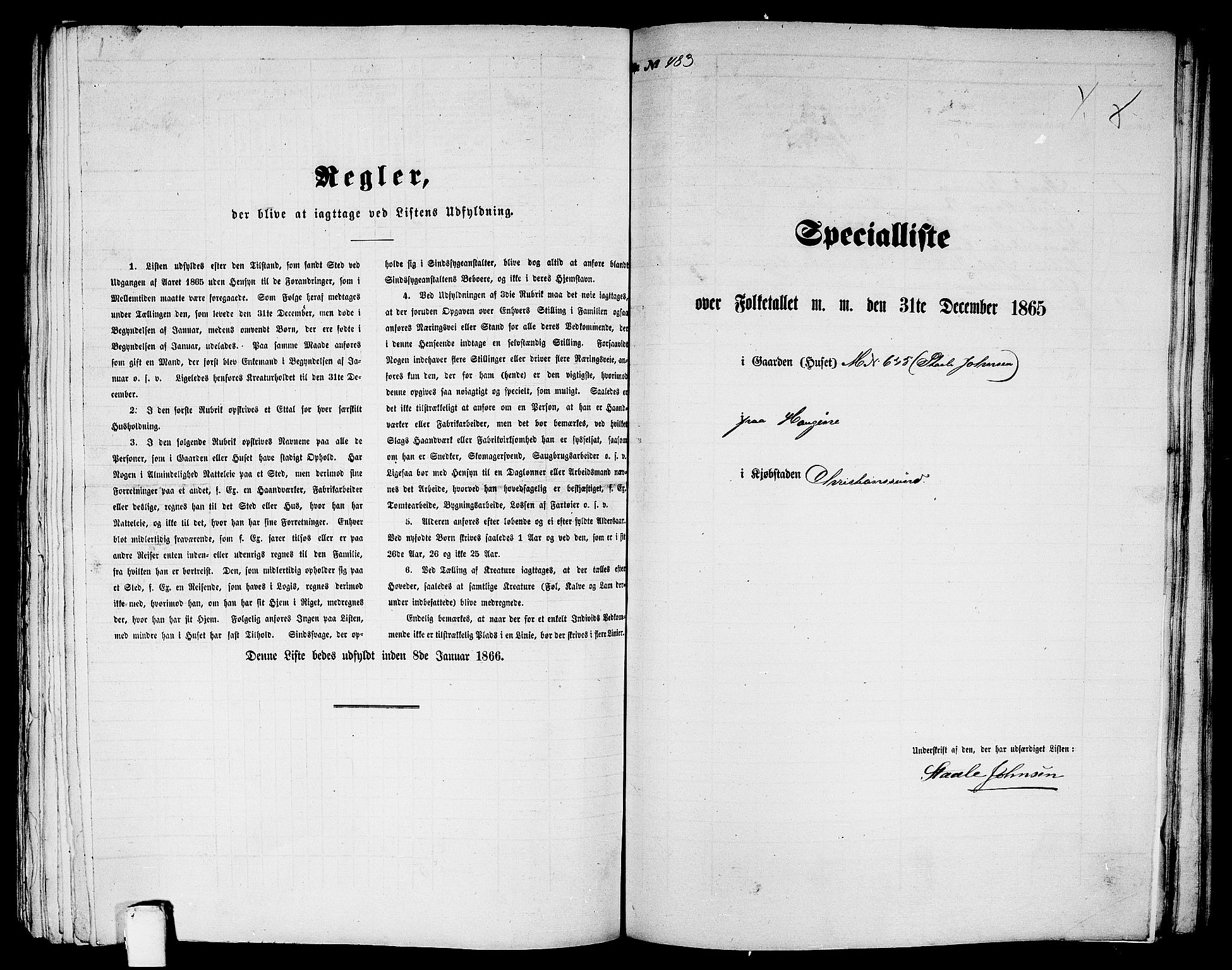 RA, Folketelling 1865 for 1503B Kristiansund prestegjeld, Kristiansund kjøpstad, 1865, s. 982