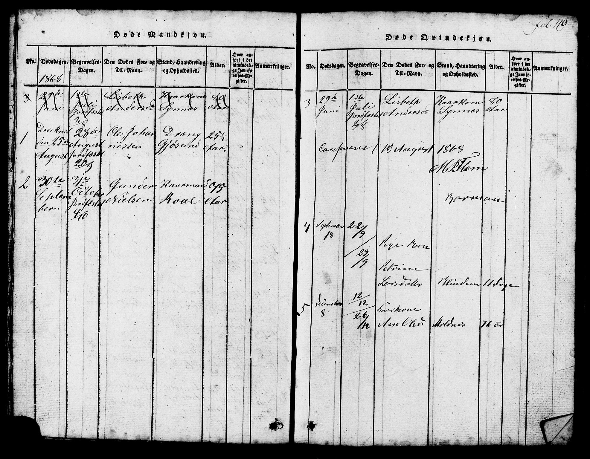 Ministerialprotokoller, klokkerbøker og fødselsregistre - Møre og Romsdal, AV/SAT-A-1454/537/L0520: Klokkerbok nr. 537C01, 1819-1868, s. 119