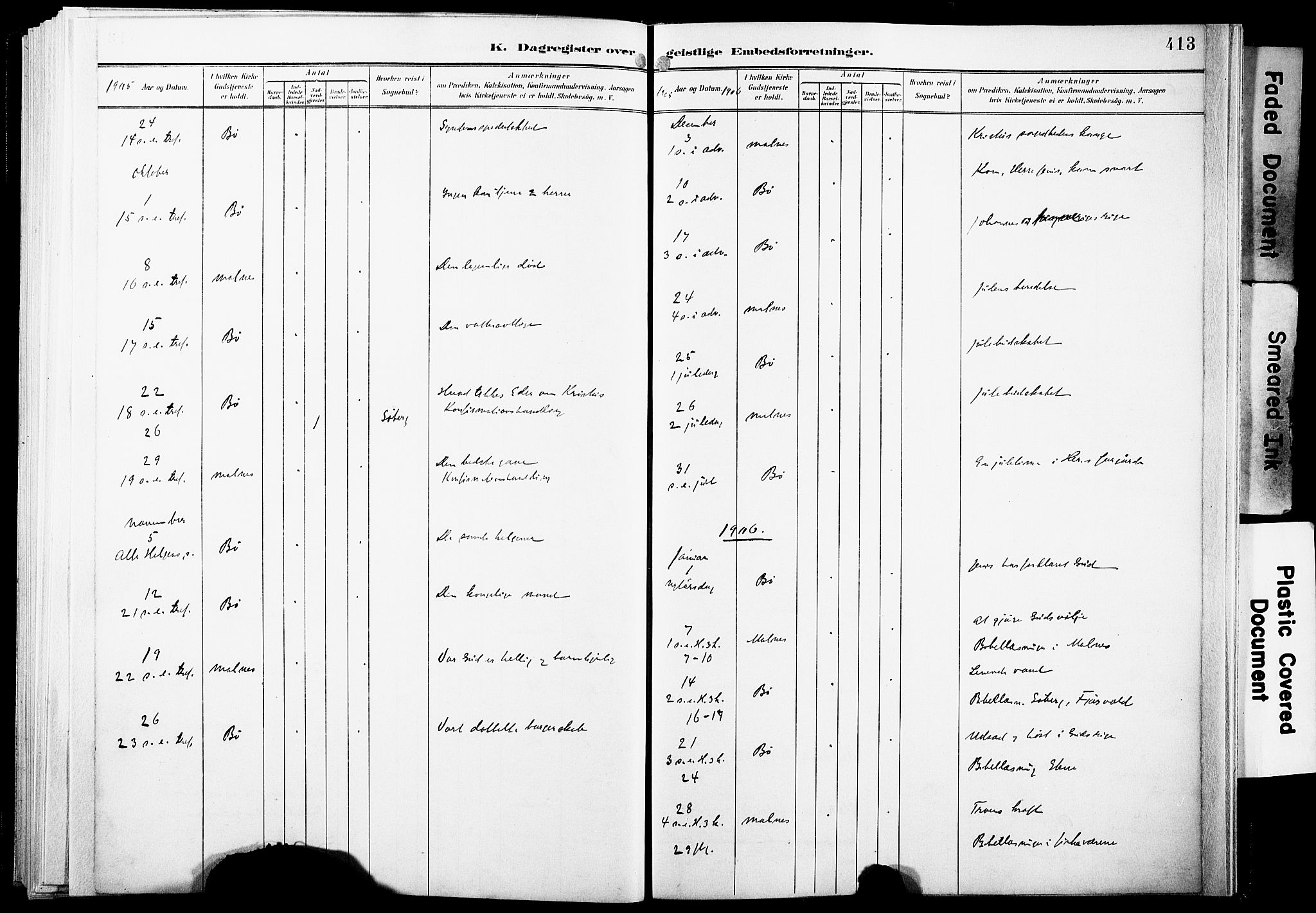 Ministerialprotokoller, klokkerbøker og fødselsregistre - Nordland, AV/SAT-A-1459/891/L1305: Ministerialbok nr. 891A10, 1895-1921, s. 413