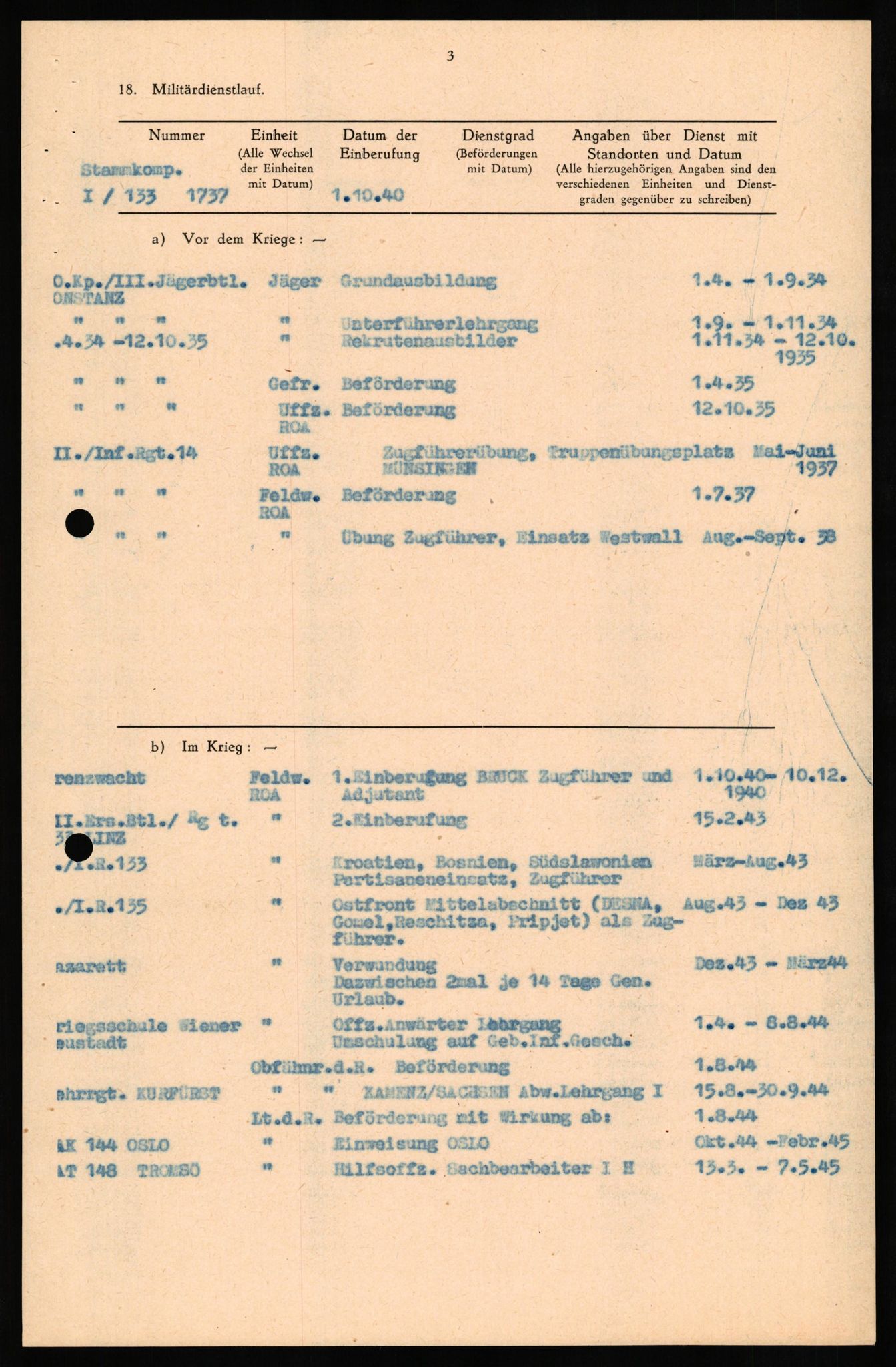 Forsvaret, Forsvarets overkommando II, AV/RA-RAFA-3915/D/Db/L0027: CI Questionaires. Tyske okkupasjonsstyrker i Norge. Tyskere., 1945-1946, s. 126