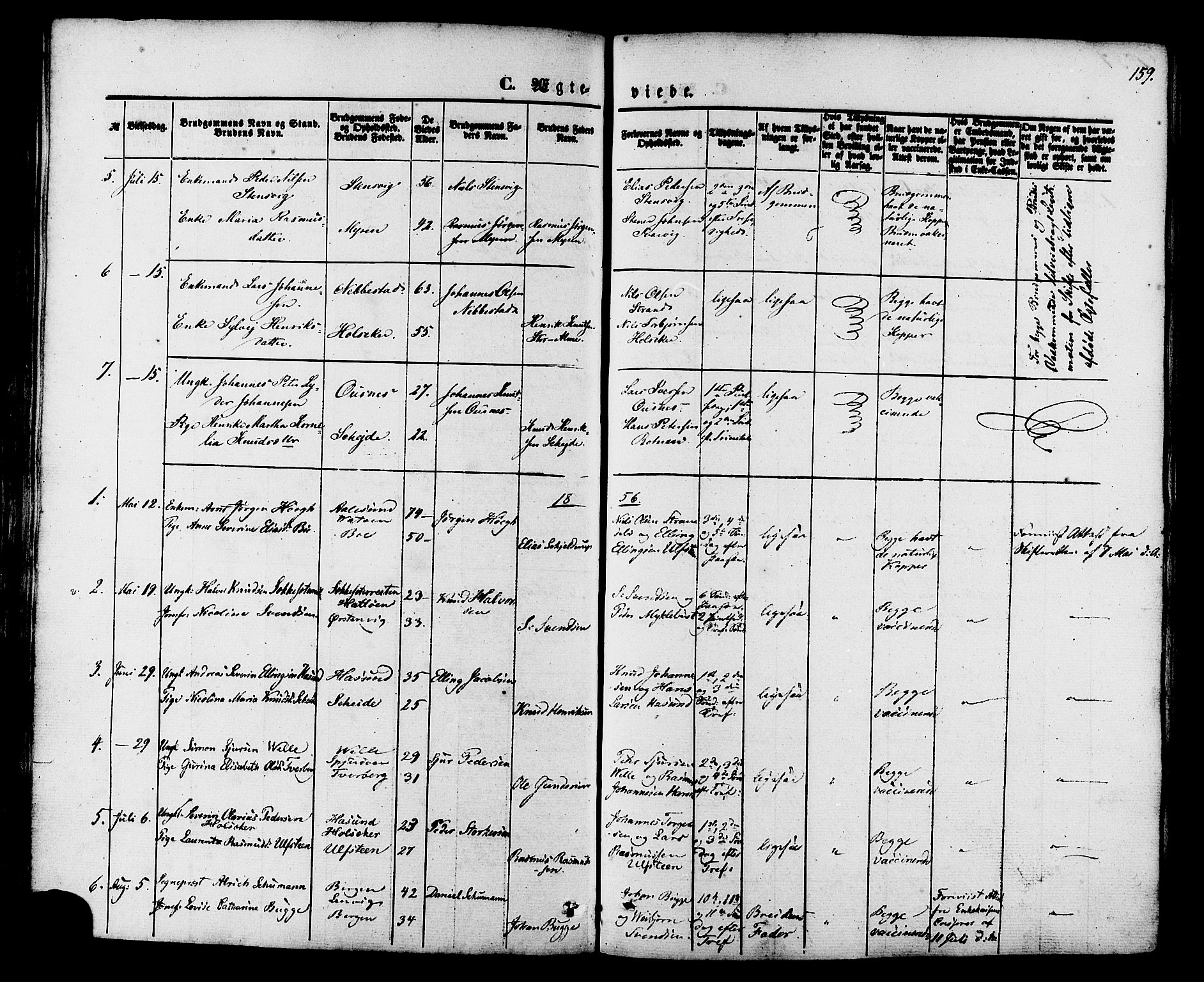Ministerialprotokoller, klokkerbøker og fødselsregistre - Møre og Romsdal, SAT/A-1454/509/L0105: Ministerialbok nr. 509A03, 1848-1882, s. 159