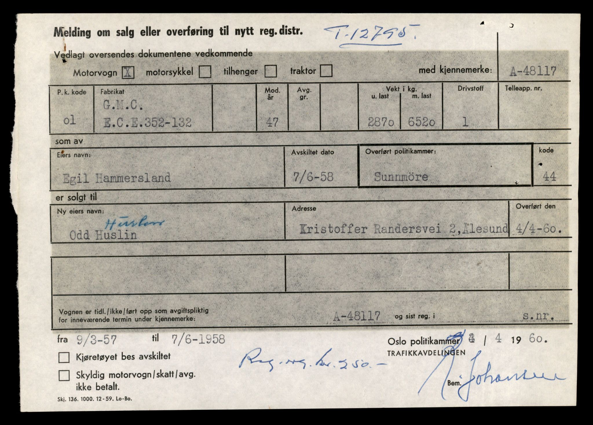 Møre og Romsdal vegkontor - Ålesund trafikkstasjon, AV/SAT-A-4099/F/Fe/L0035: Registreringskort for kjøretøy T 12653 - T 12829, 1927-1998, s. 2364