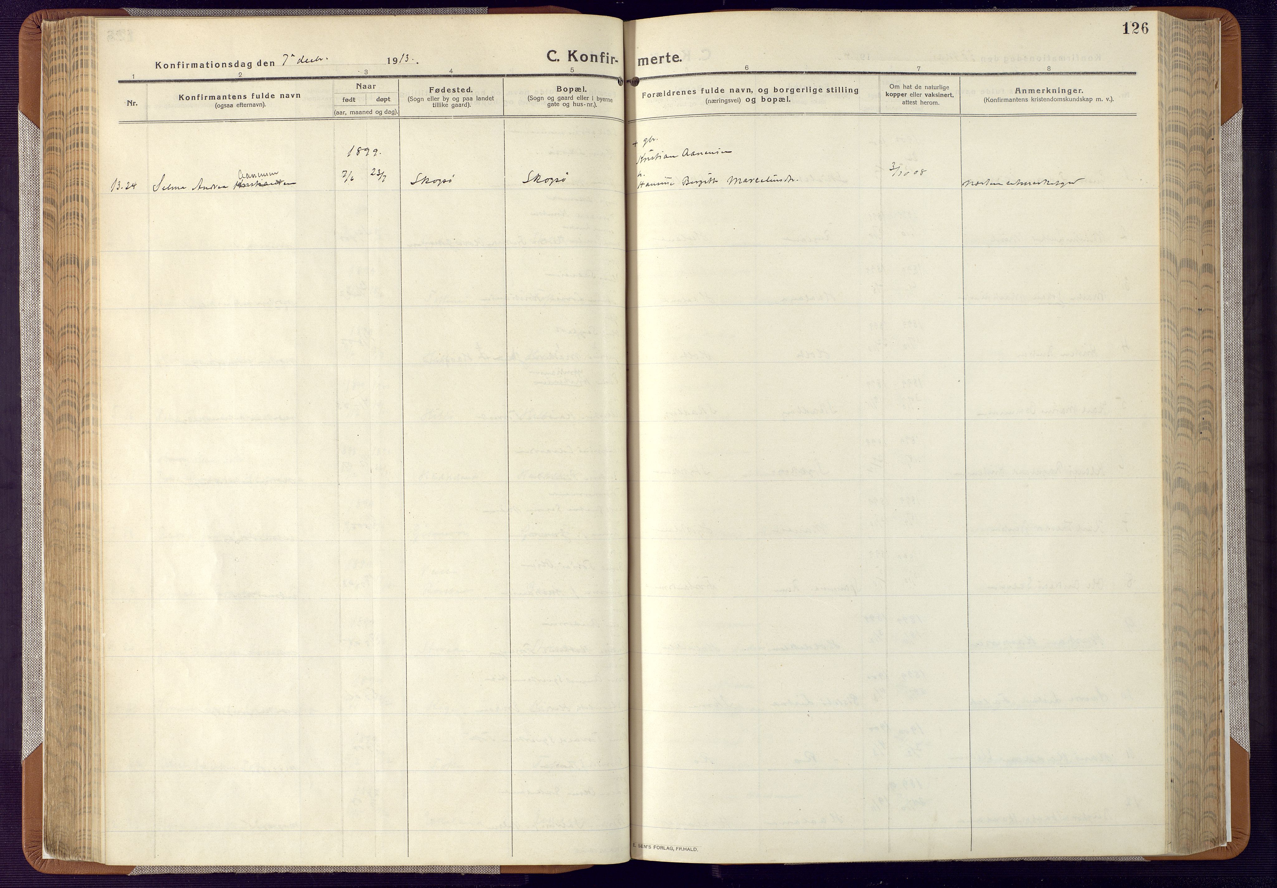 Mandal sokneprestkontor, AV/SAK-1111-0030/F/Fa/Faa/L0022: Ministerialbok nr. A 22, 1913-1925, s. 126