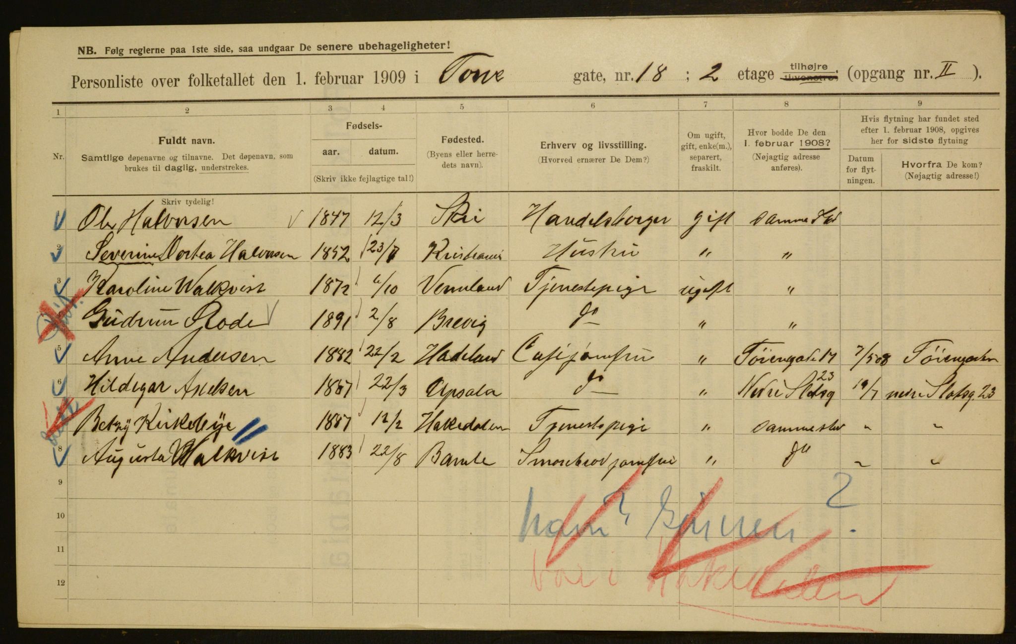 OBA, Kommunal folketelling 1.2.1909 for Kristiania kjøpstad, 1909, s. 103434
