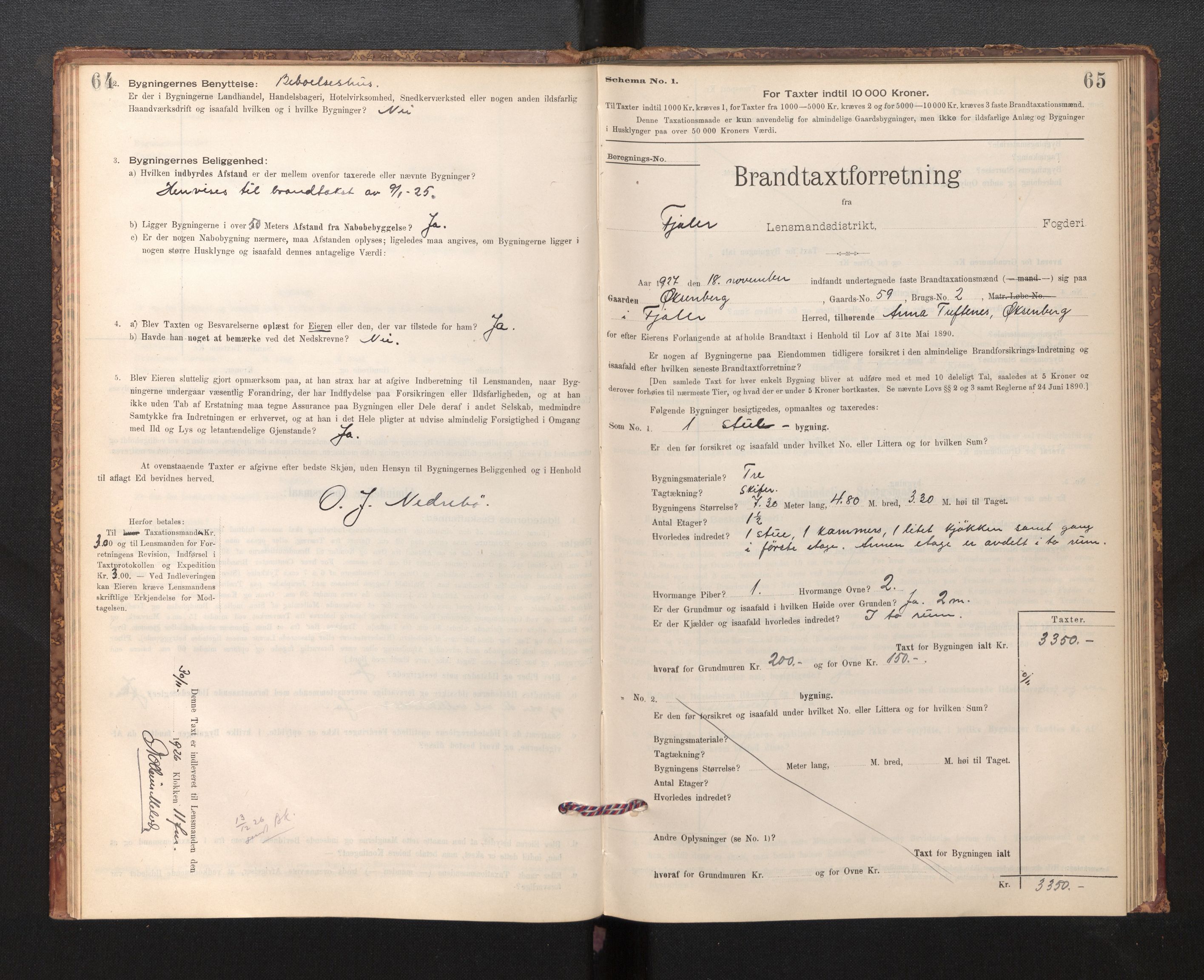 Lensmannen i Fjaler, SAB/A-27201/0012/L0006: Branntakstprotokoll, skjematakst, 1895-1937, s. 64-65