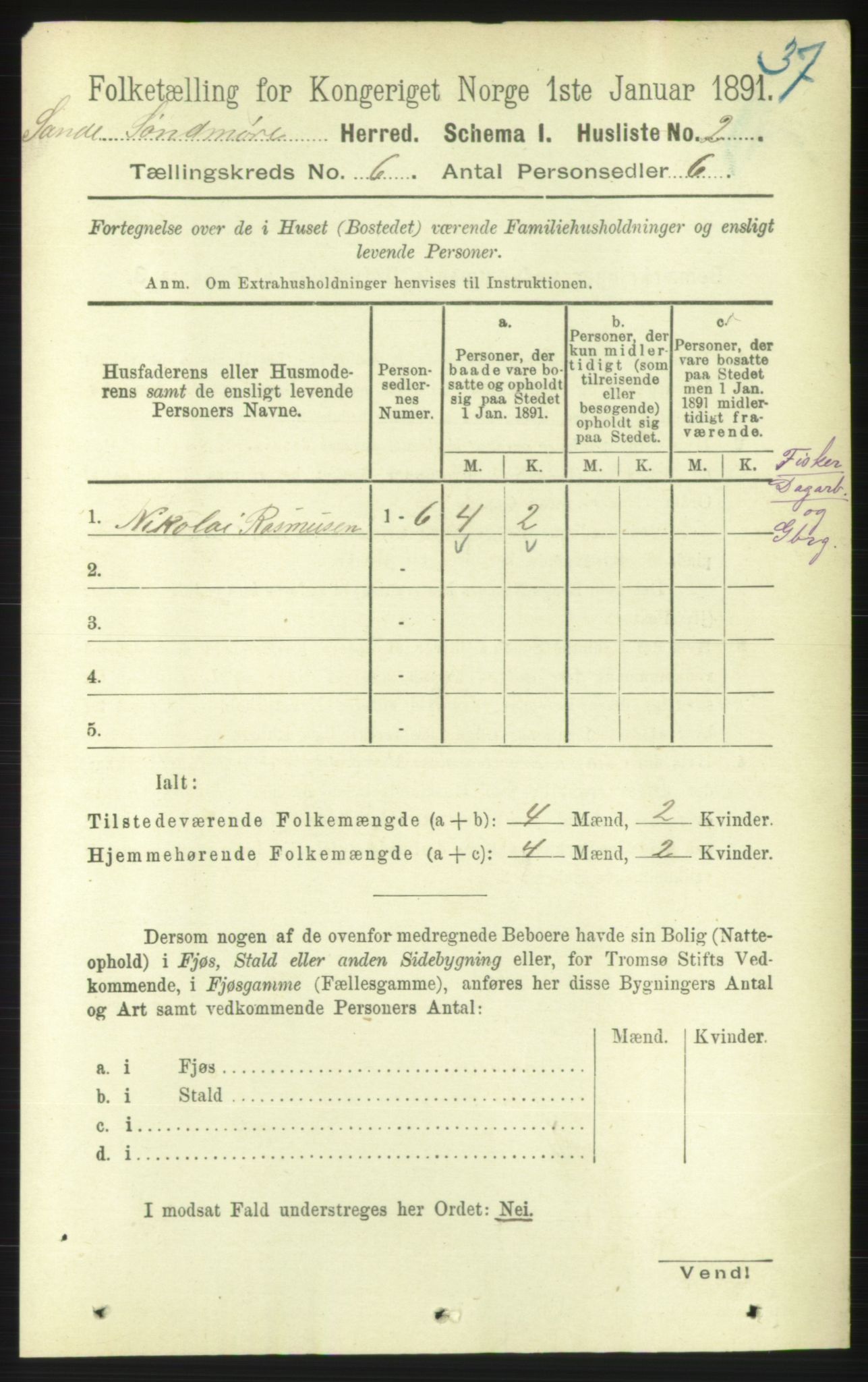 RA, Folketelling 1891 for 1514 Sande herred, 1891, s. 992