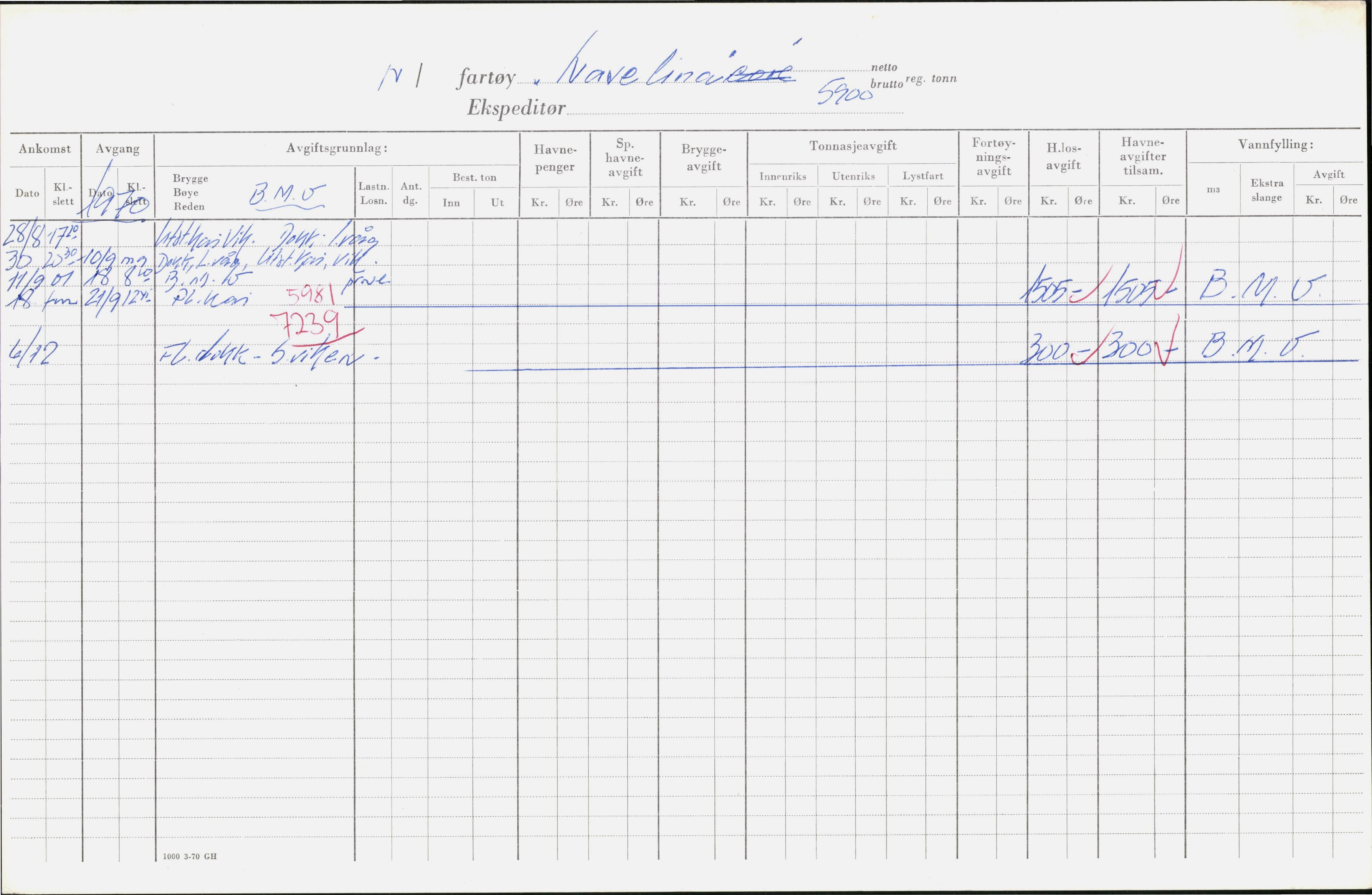 Bergen kommune. Havnekontor/havnefogd, BBA/A-0742/H/Ha/Hac/L0039: Skipsregister Nautius-Norad, 1941-1975