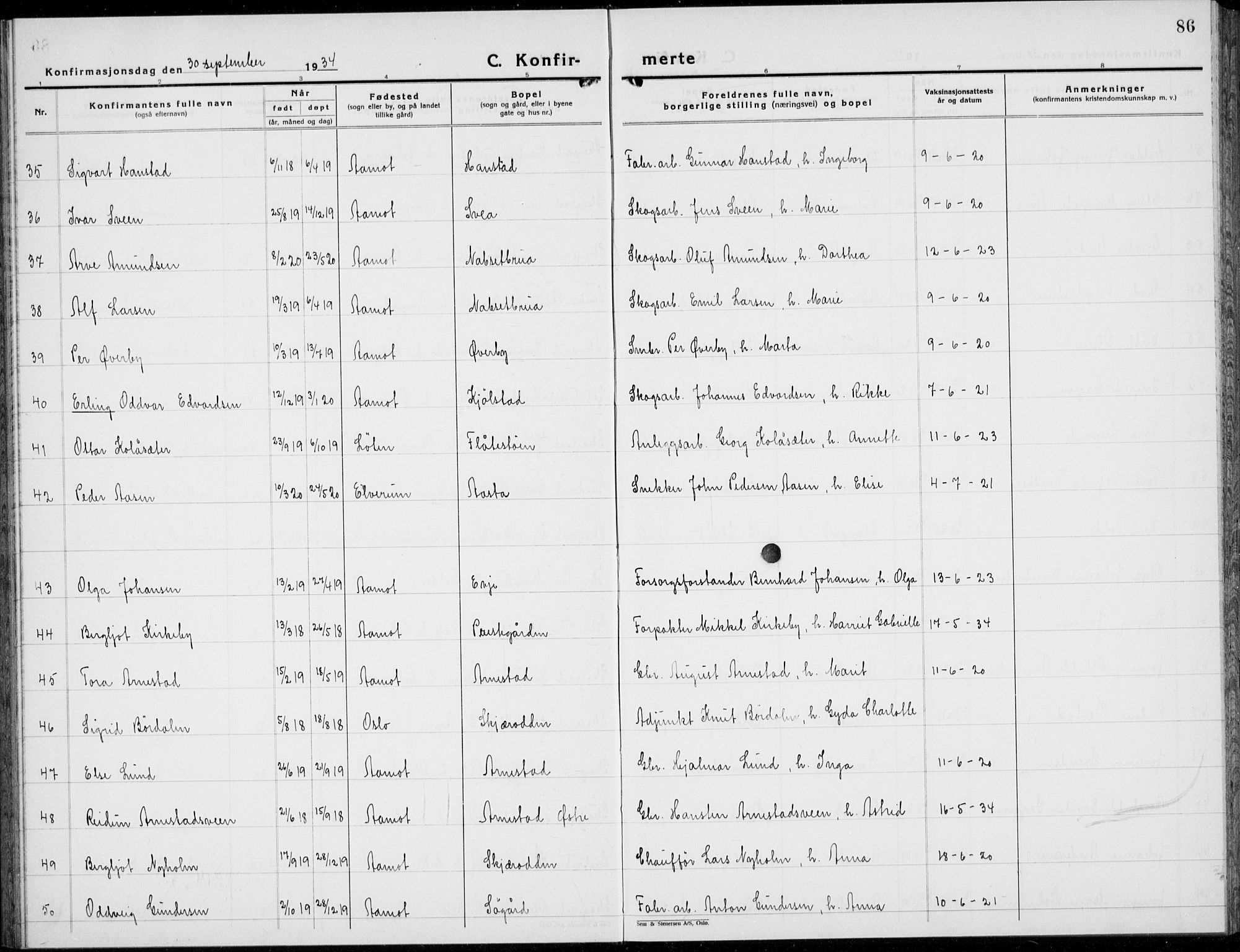 Åmot prestekontor, Hedmark, SAH/PREST-056/H/Ha/Hab/L0006: Klokkerbok nr. 6, 1930-1937, s. 86