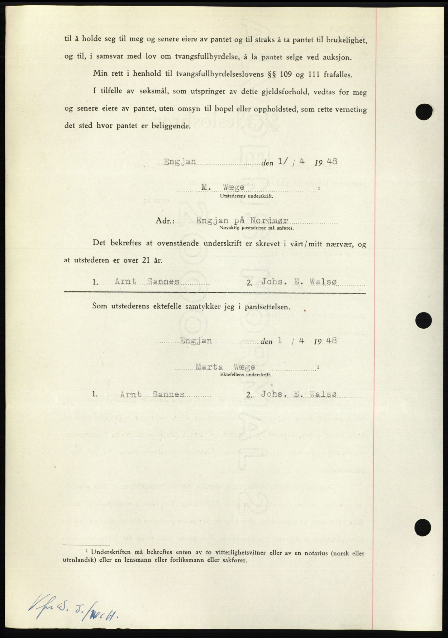 Nordmøre sorenskriveri, AV/SAT-A-4132/1/2/2Ca: Pantebok nr. B98, 1948-1948, Dagboknr: 1289/1948