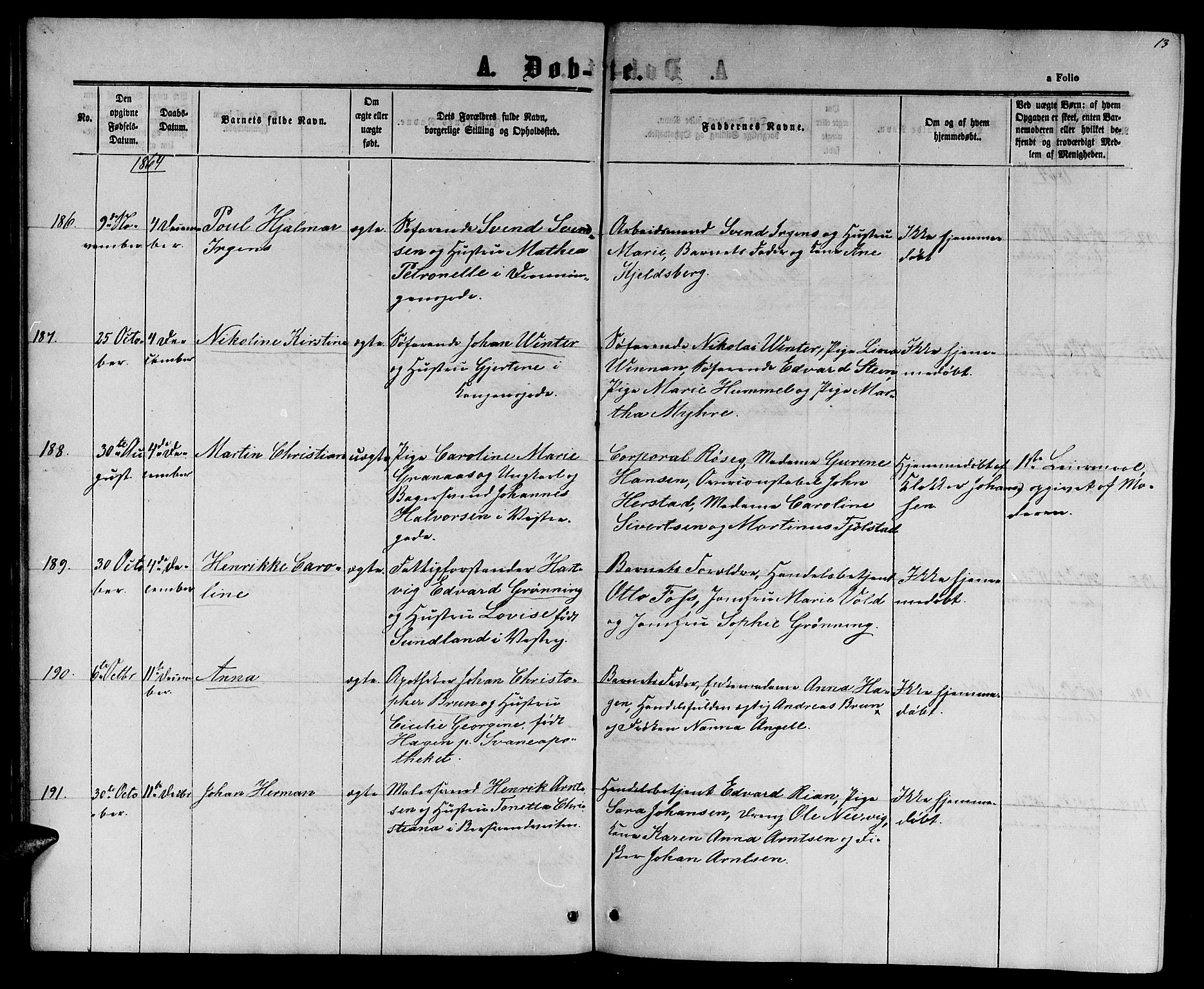 Ministerialprotokoller, klokkerbøker og fødselsregistre - Sør-Trøndelag, SAT/A-1456/601/L0087: Klokkerbok nr. 601C05, 1864-1881, s. 13